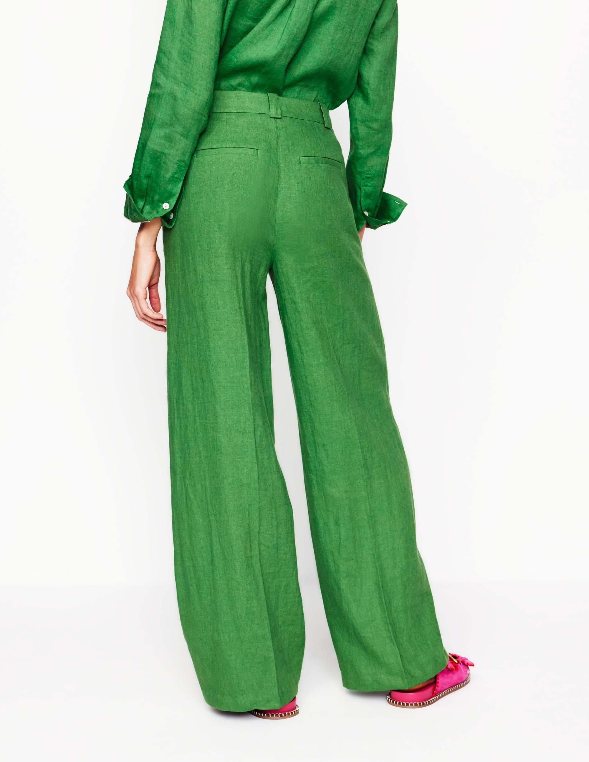 Westbourne Linen Trousers-Paradise Green - Image 3