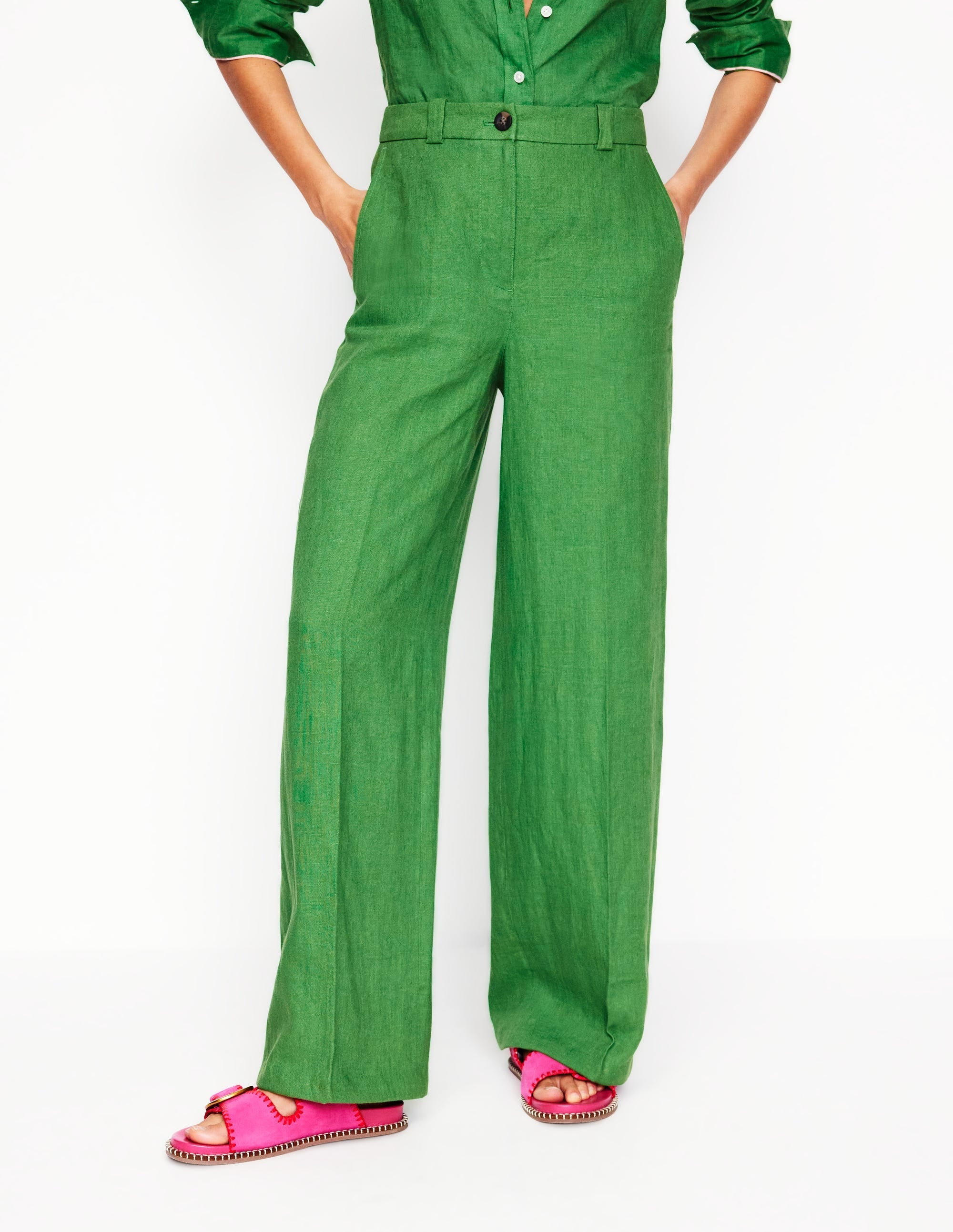 Westbourne Linen Trousers-Paradise Green - Image 5