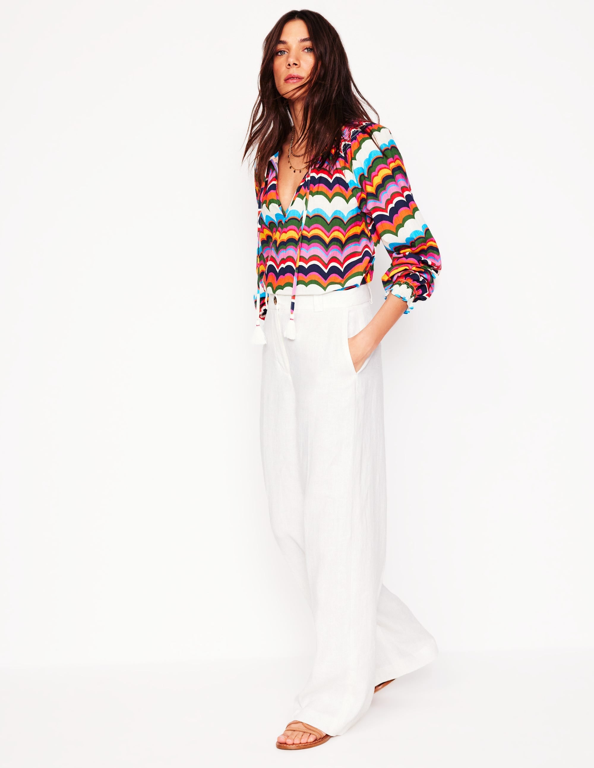 Westbourne Linen Trousers-White - Image 1
