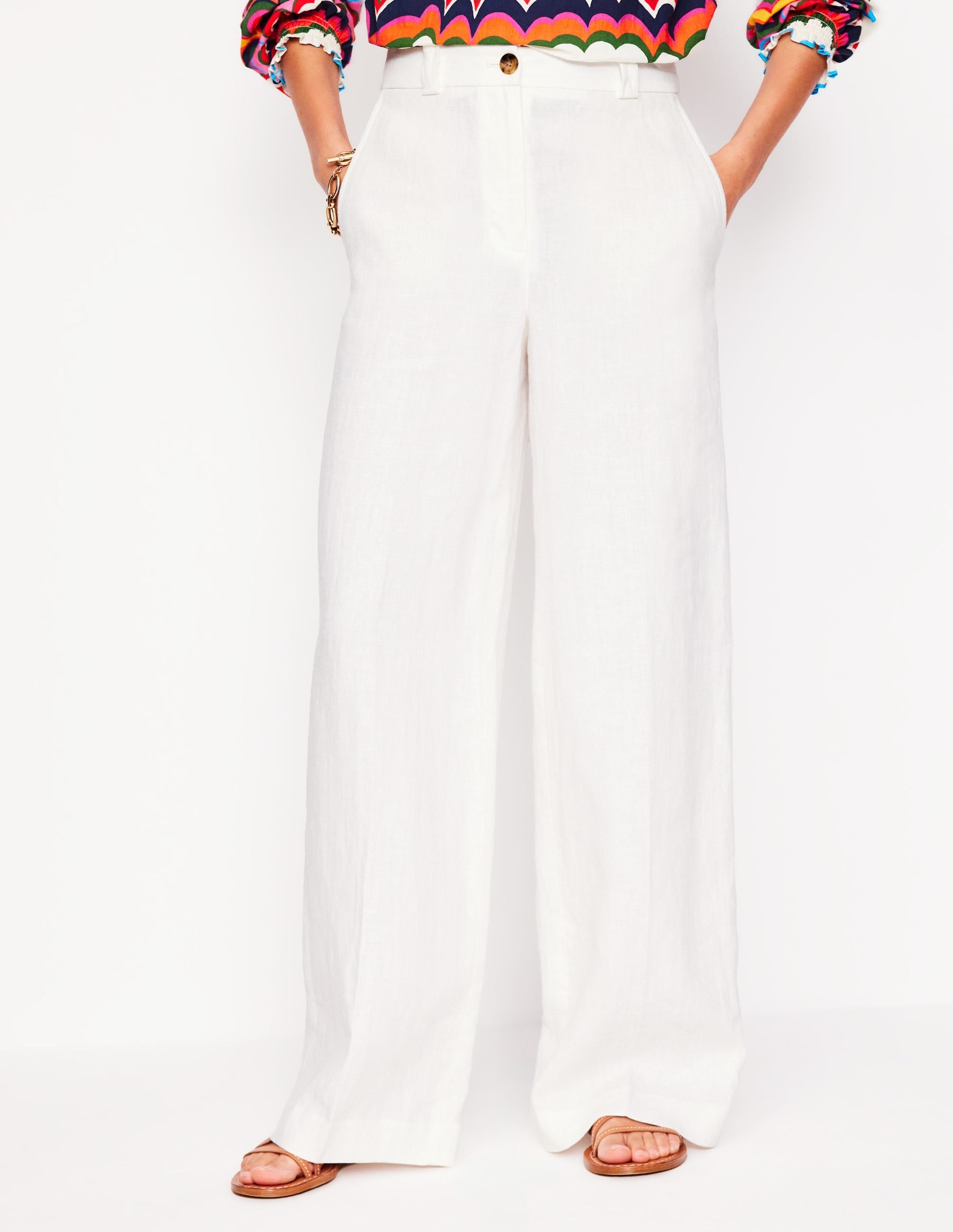 Westbourne Linen Trousers-White - Image 4