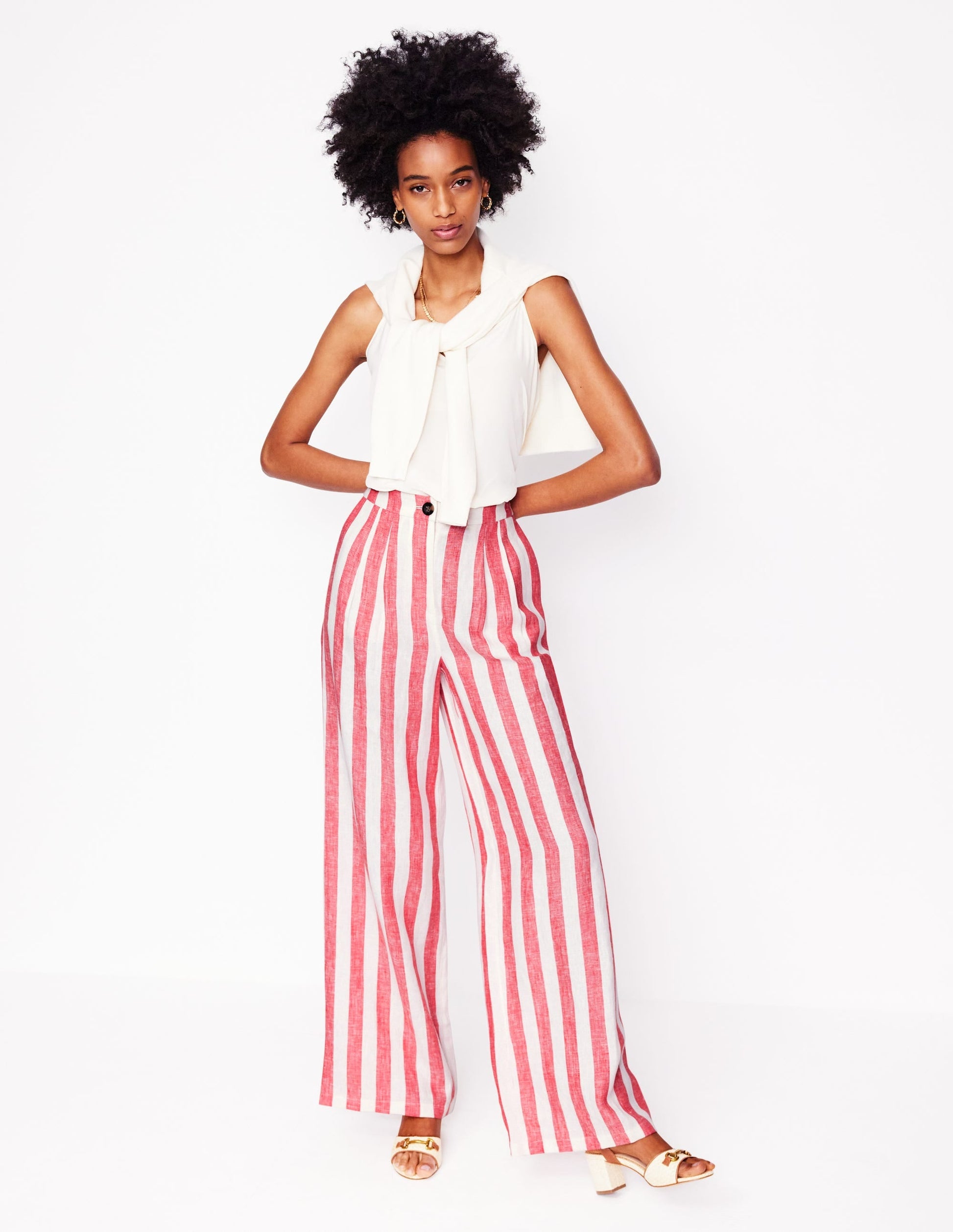 Dulwich Linen Trousers-Strawberry Tart Red  Stripe-5
