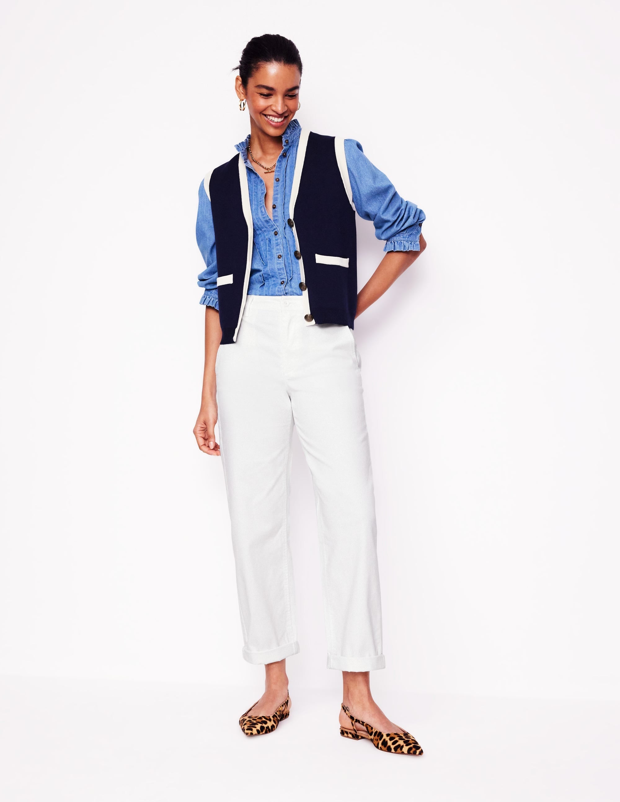 Barnsbury Chino Trousers-White - Image 1