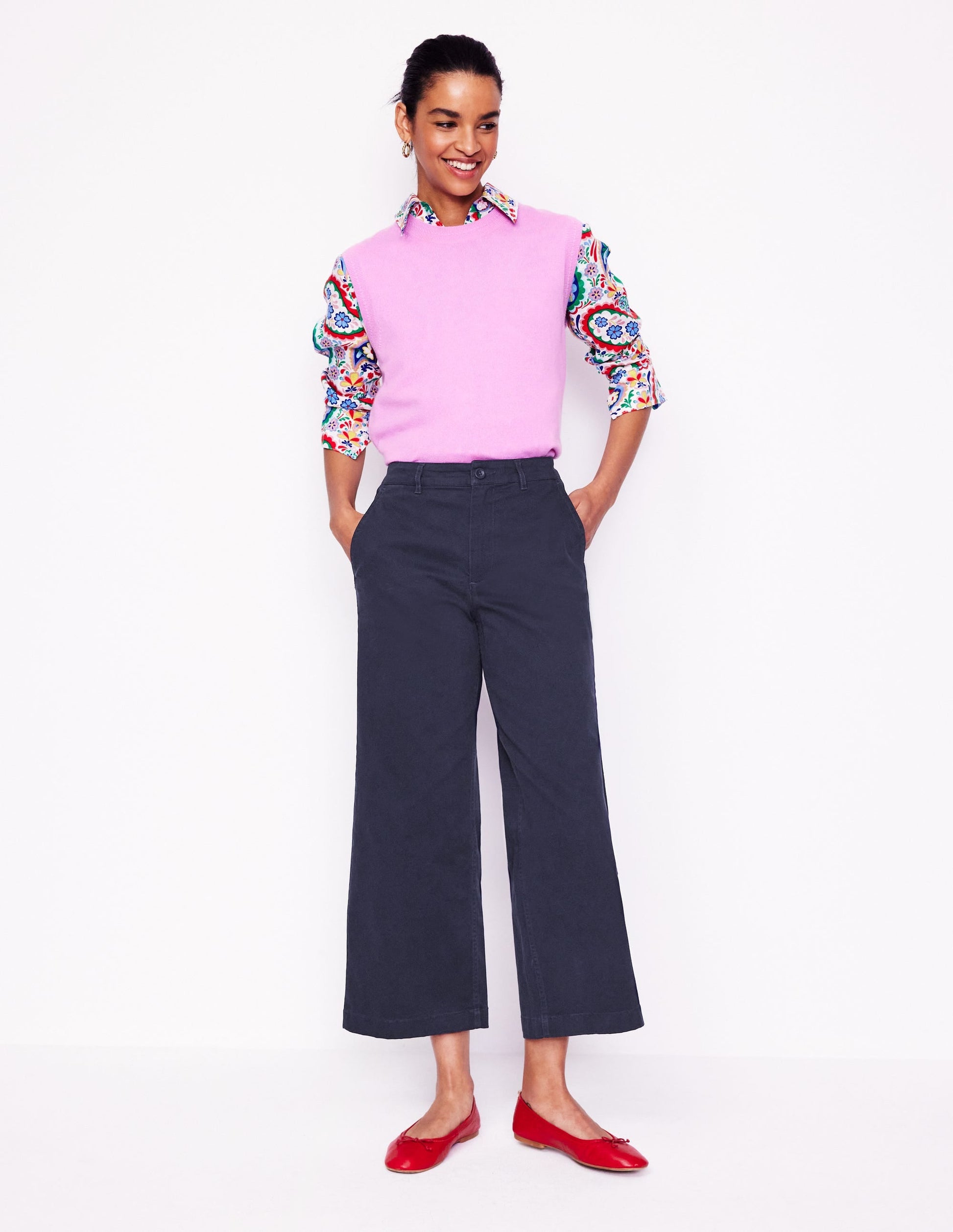 Barnsbury Crop Chino Trousers-Navy-1
