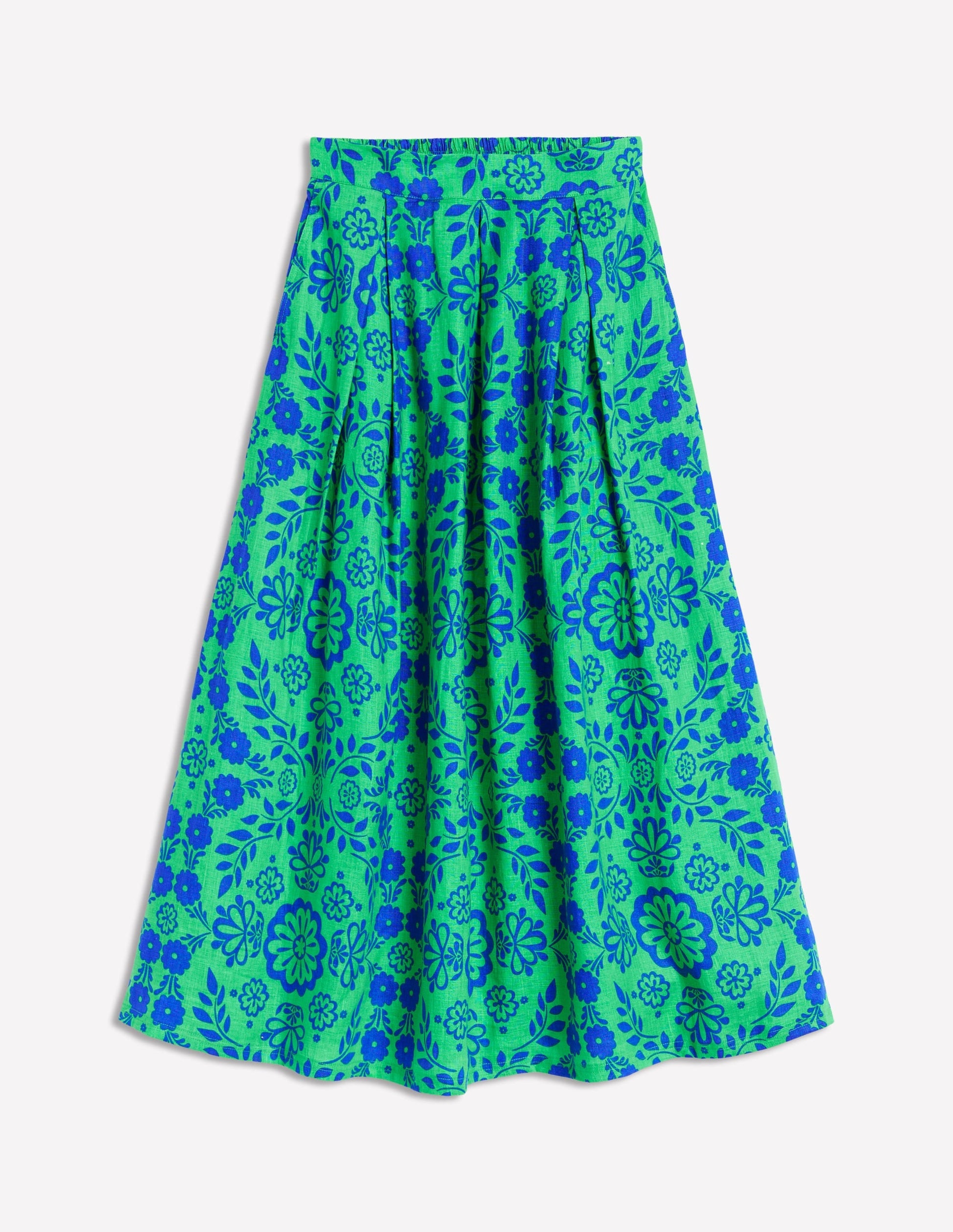 Verity Linen Midi Skirt-Structured Meadow Mono-6