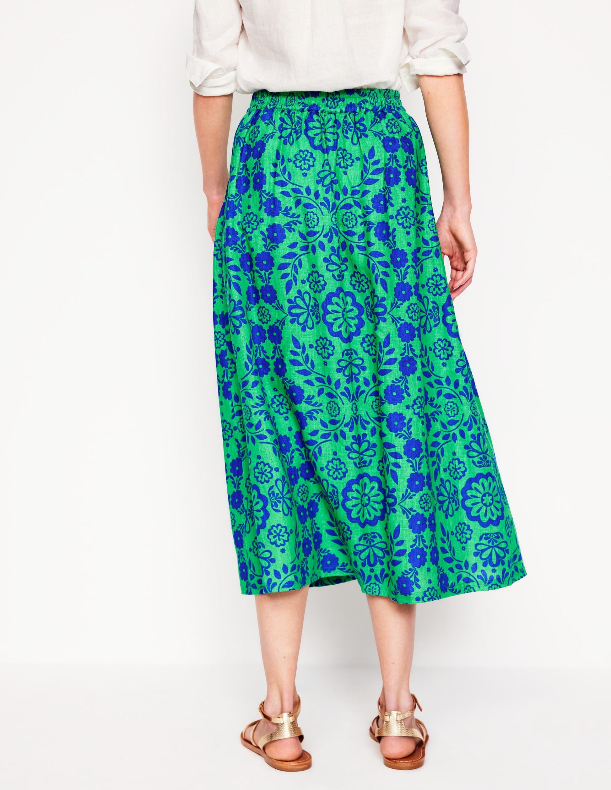Verity Linen Midi Skirt-Structured Meadow Mono-4