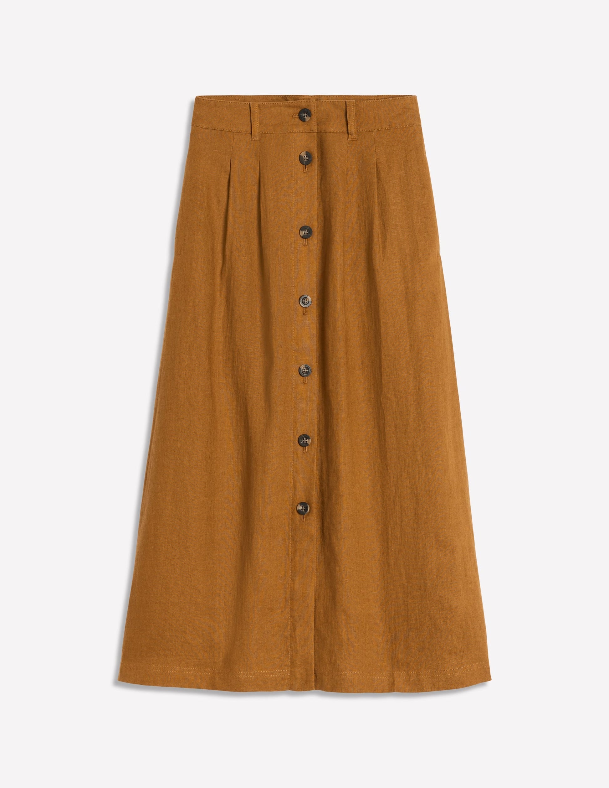 Thomasina Linen Midi Skirt-Gingerbread-5
