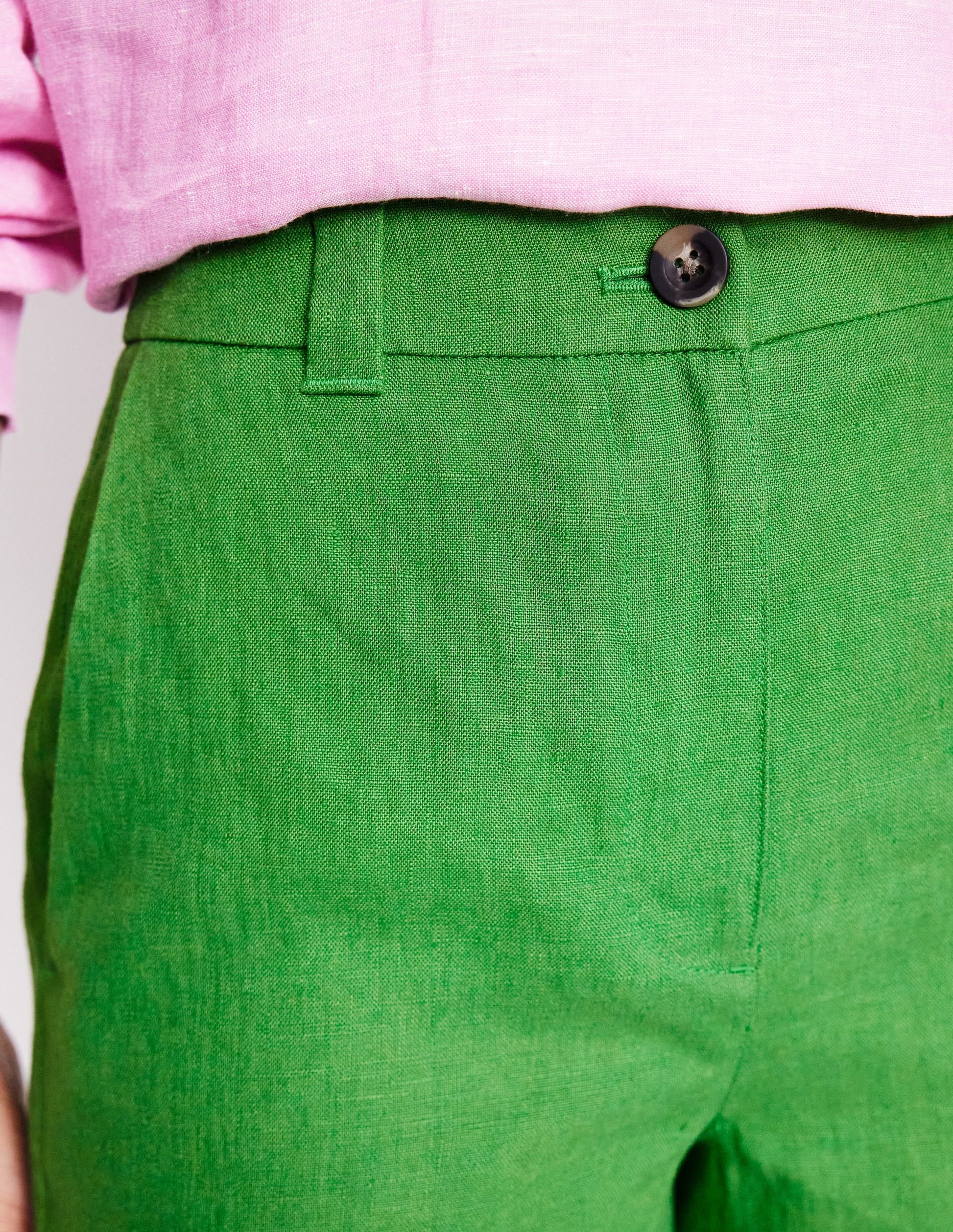 Westbourne Linen Shorts-Paradise Green-2