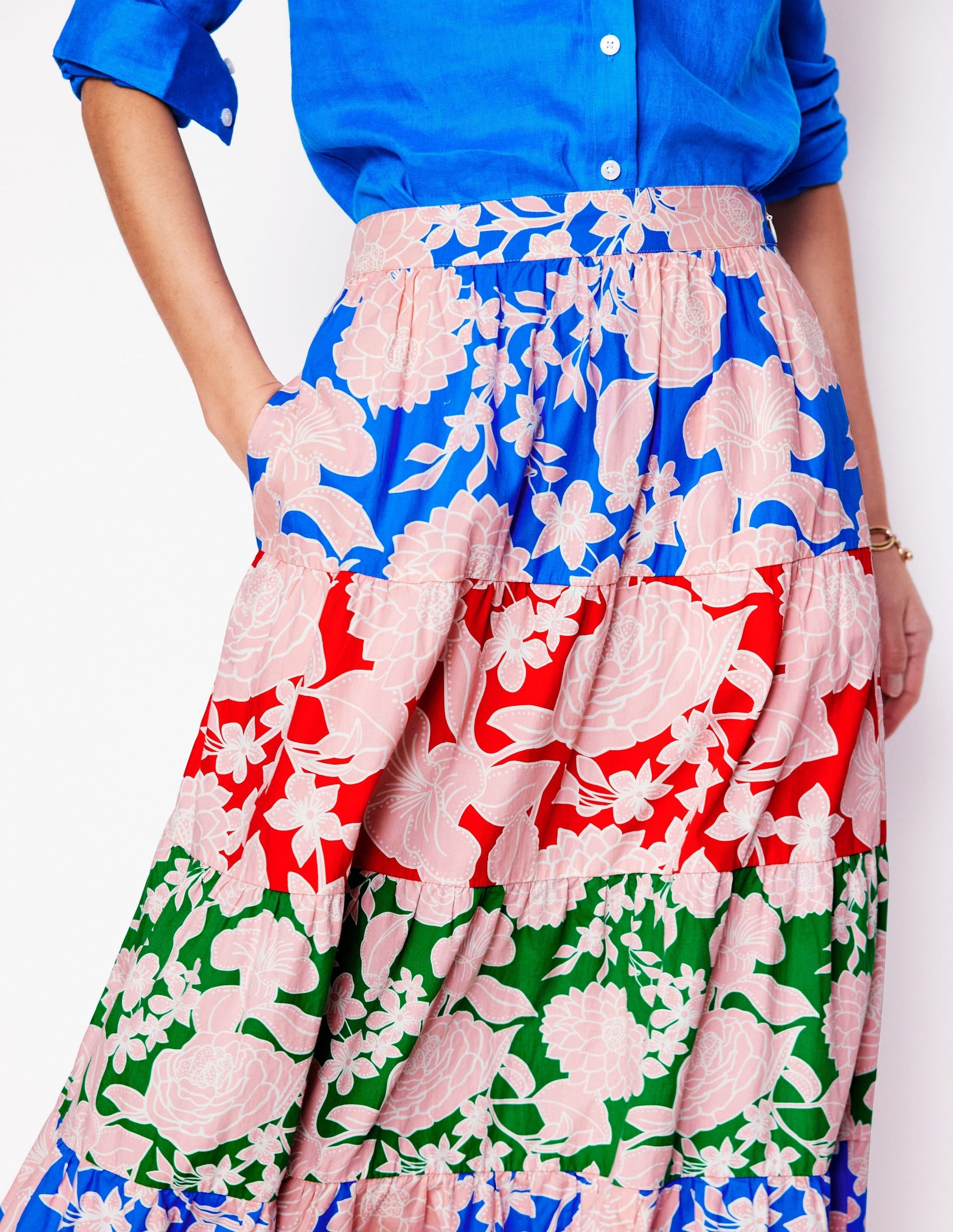 Nadia Poplin Maxi Skirt-Multi, Blossom Cascade-2