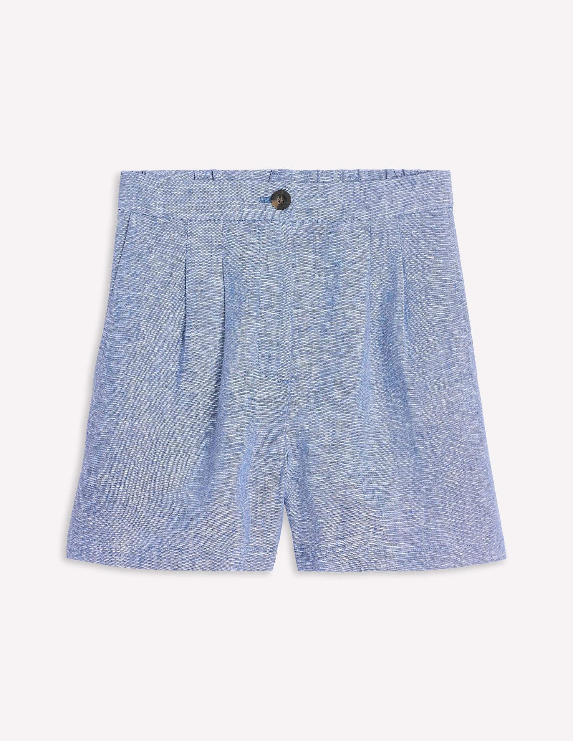Dulwich Linen Shorts-Grey Blue Chambray-6