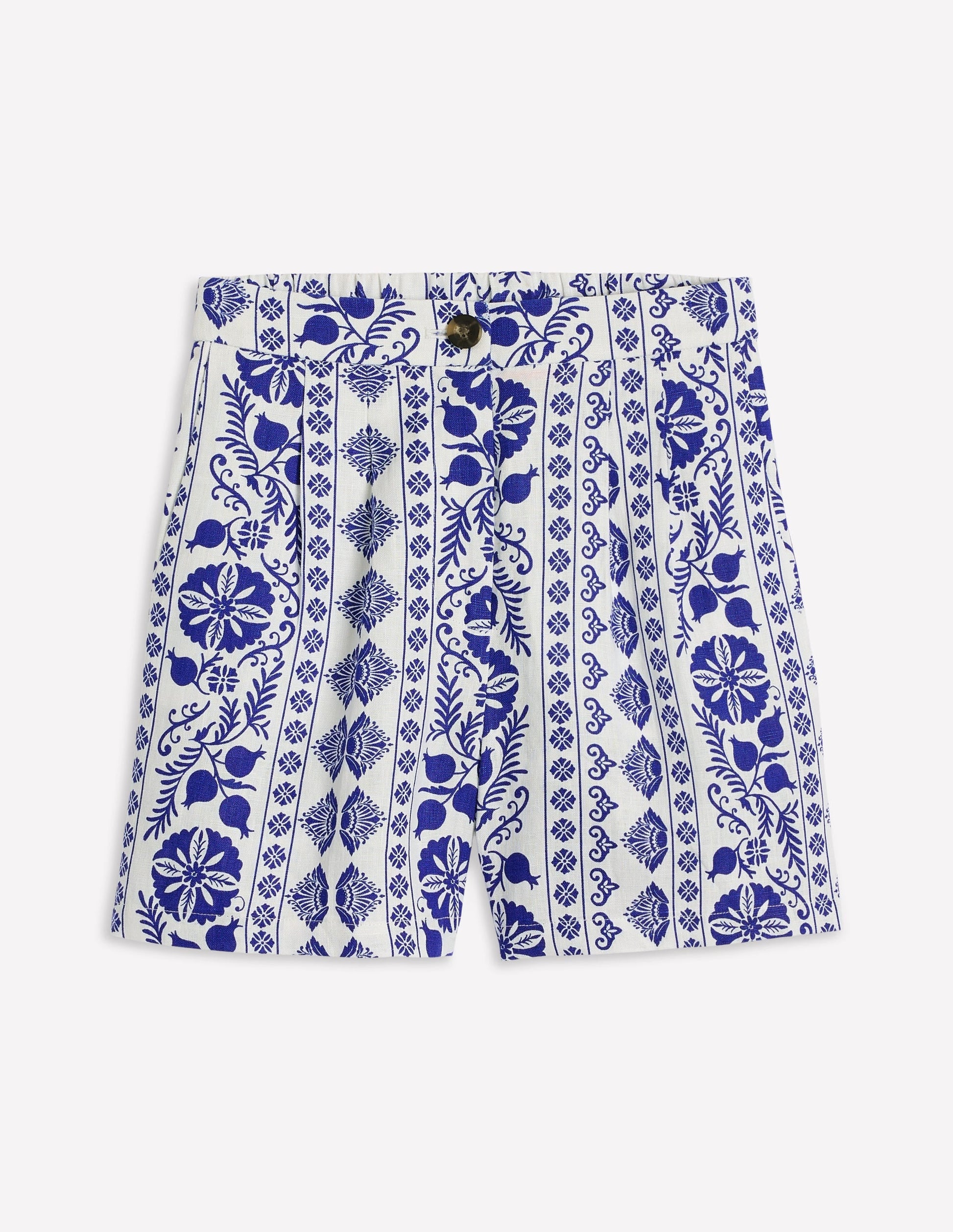 Dulwich Linen Shorts-Ivory, Ornate Border-5