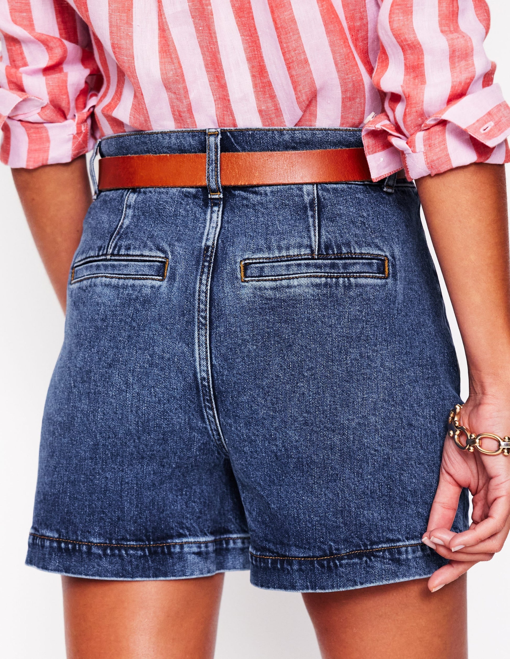 Pocket Front Denim Shorts-Mid Vintage-3