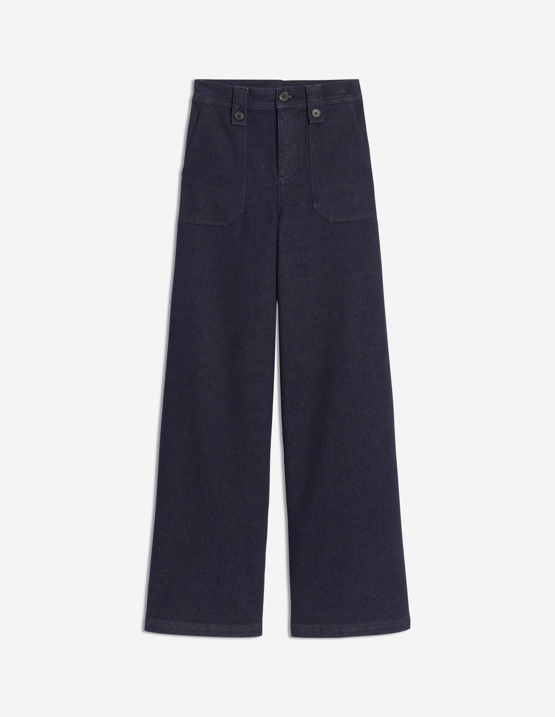 Mid Rise Button Detail Jeans-Indigo Rinse-6