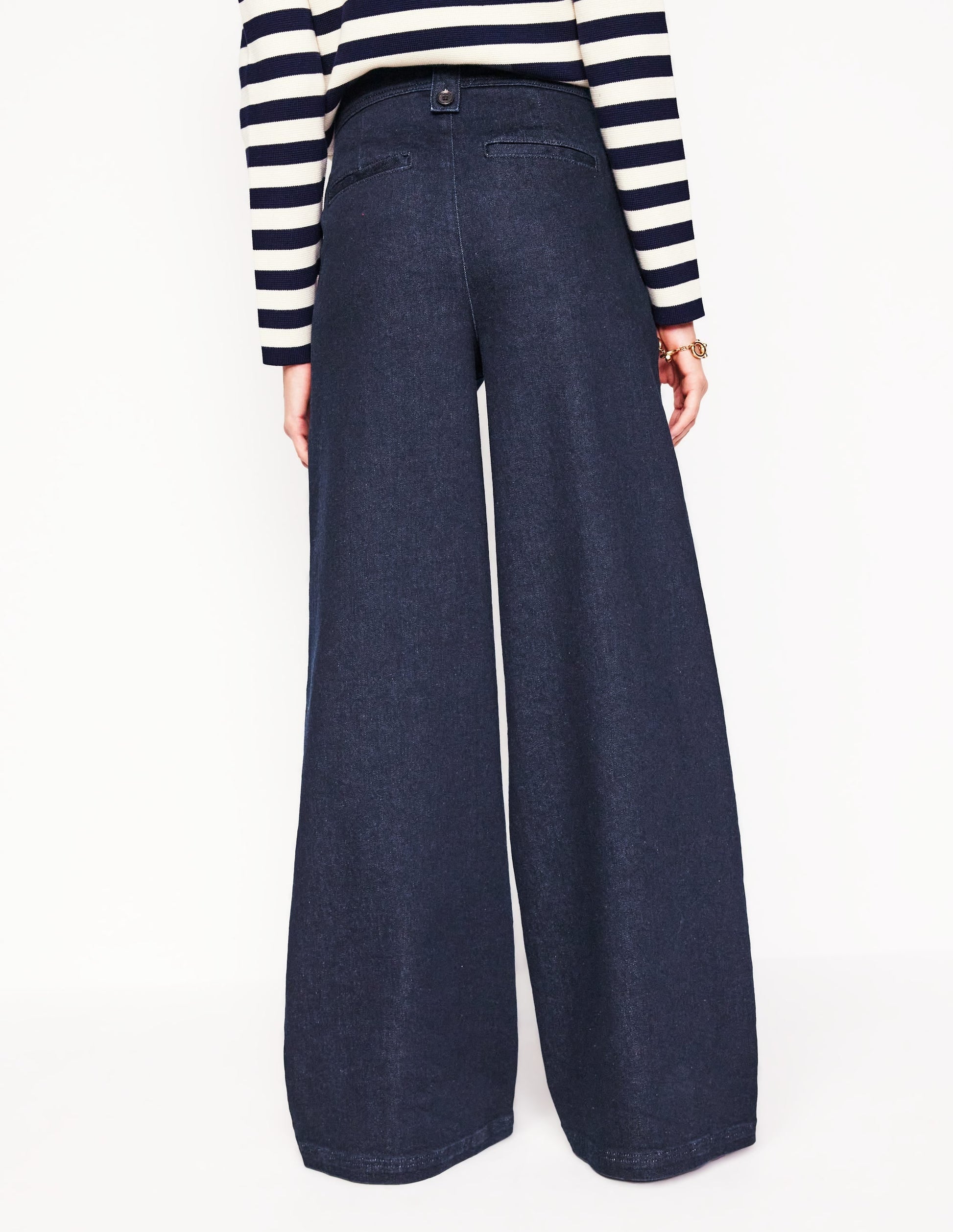 Mid Rise Button Detail Jeans-Indigo Rinse-3