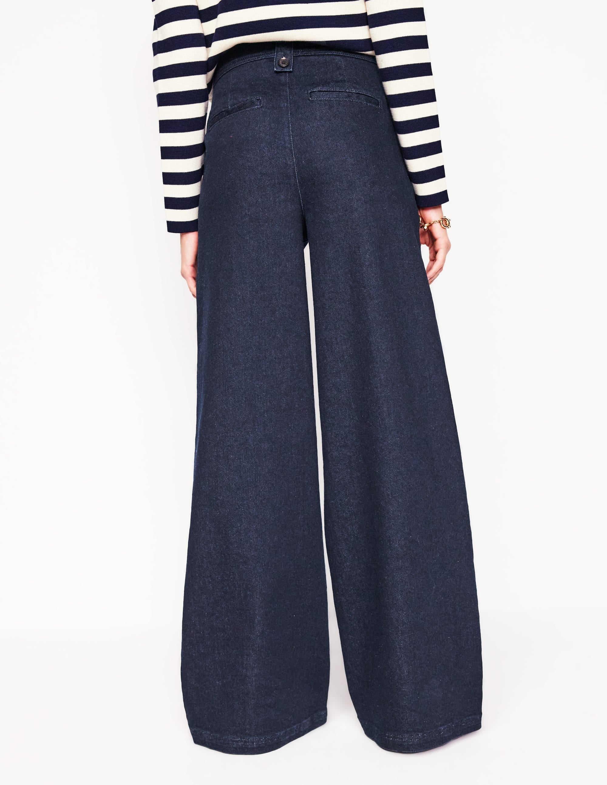 Mid Rise Button Detail Jeans-Indigo Rinse - Image 3