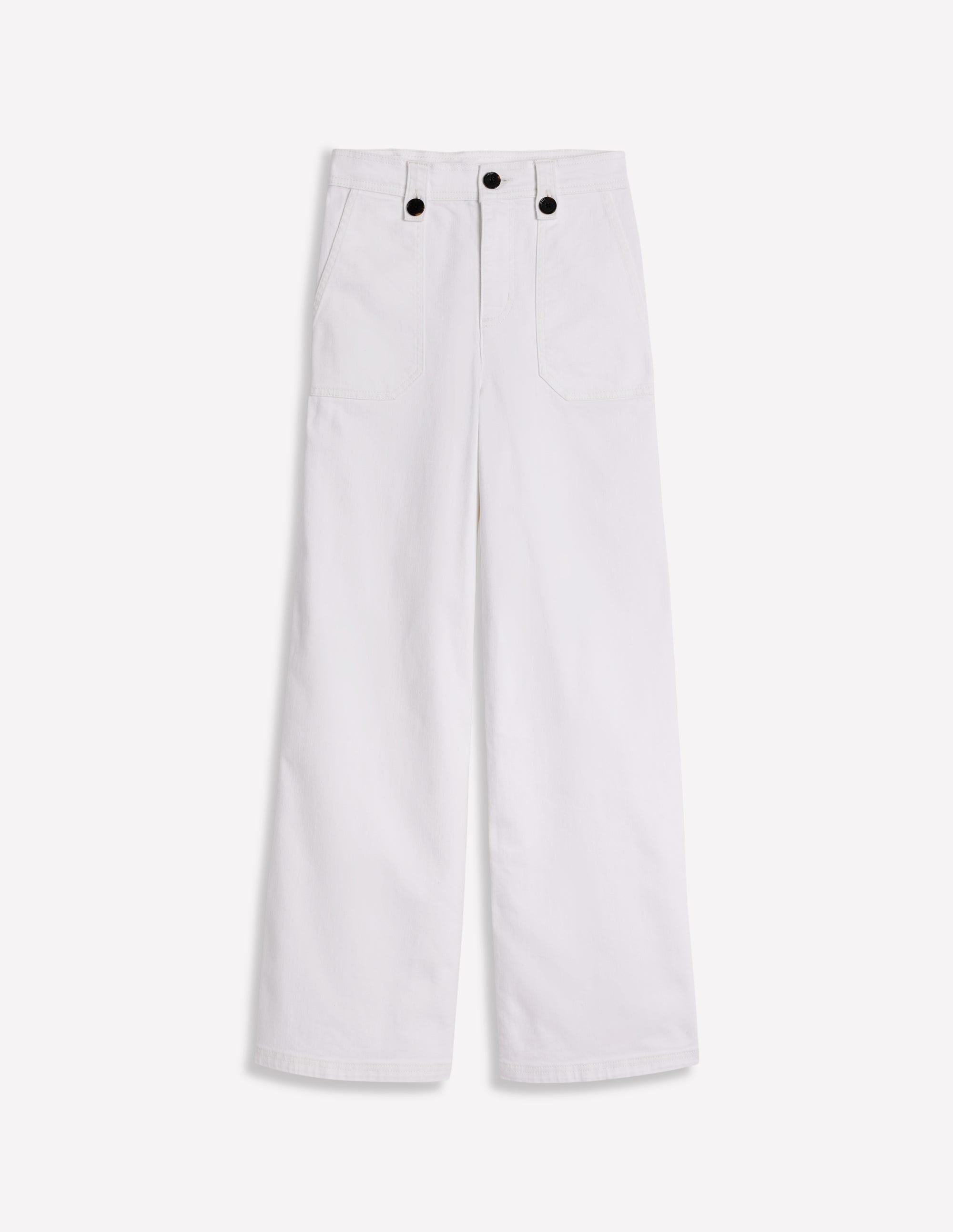 Mid Rise Button Detail Jeans-Ecru - Image 5