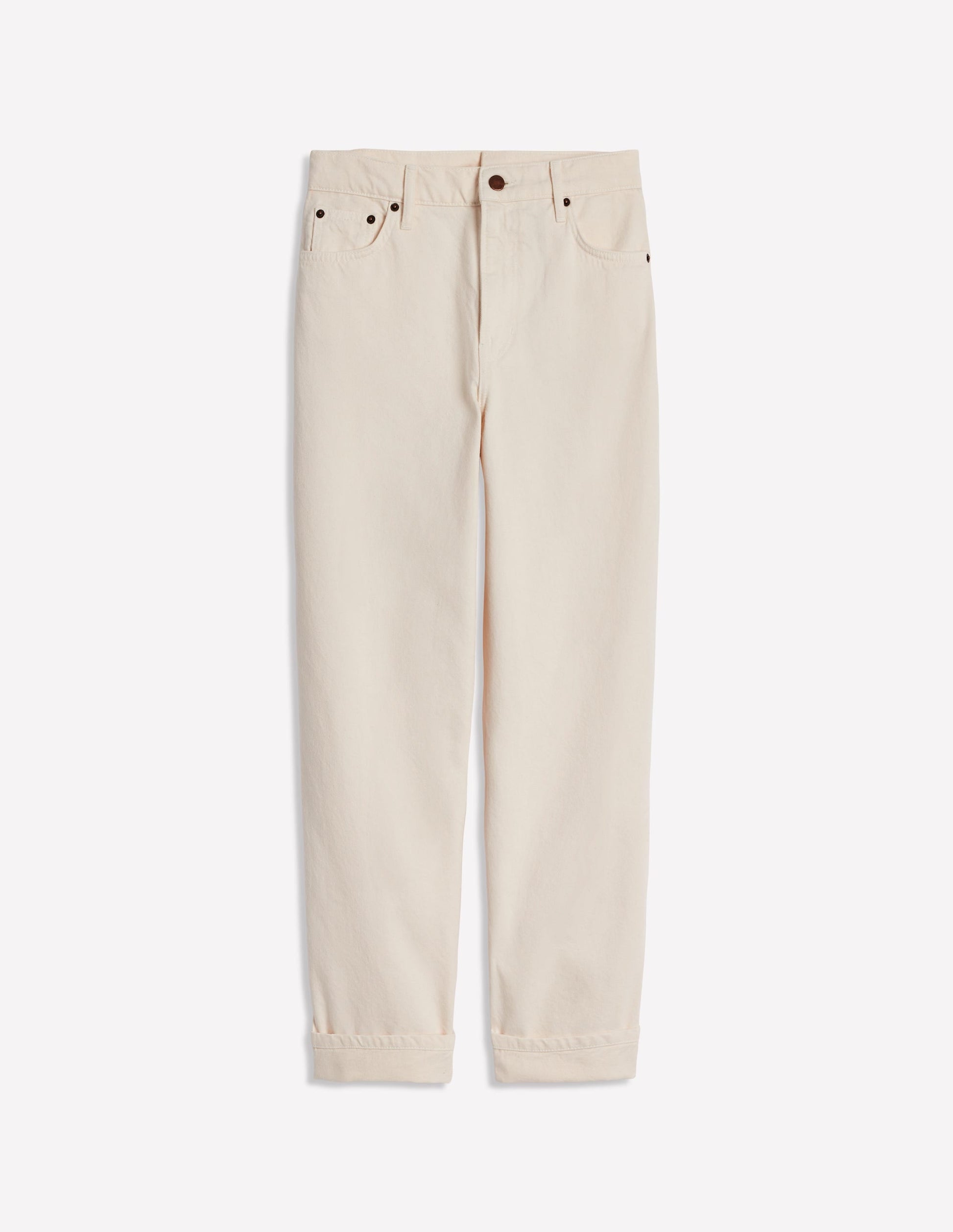 Mid Rise Relaxed Jeans-Ecru-2
