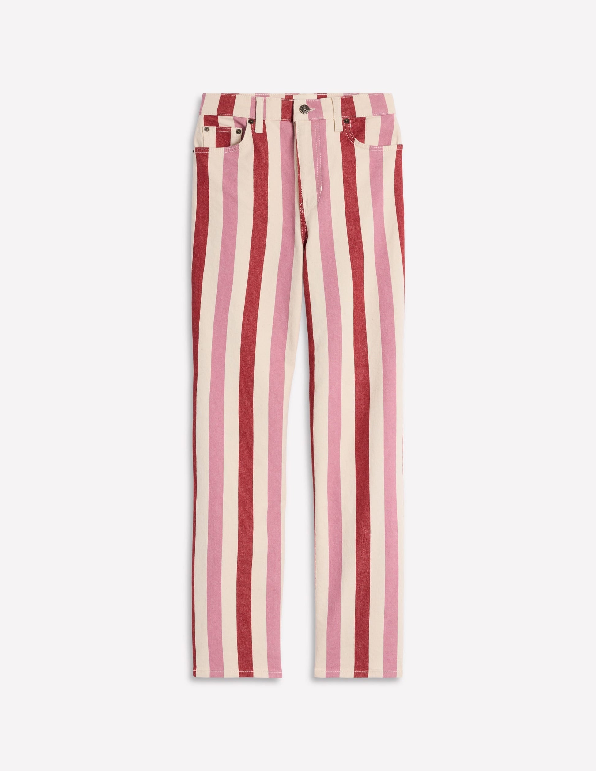 High Rise Stripe Jeans-Red and Pink Wide Stripe-2