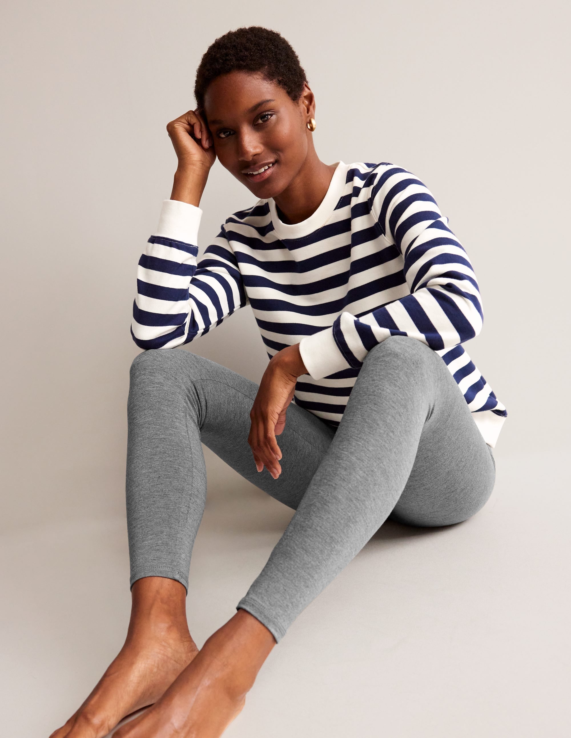 High Rise Jersey Leggings-Charcoal Marl - Image 1