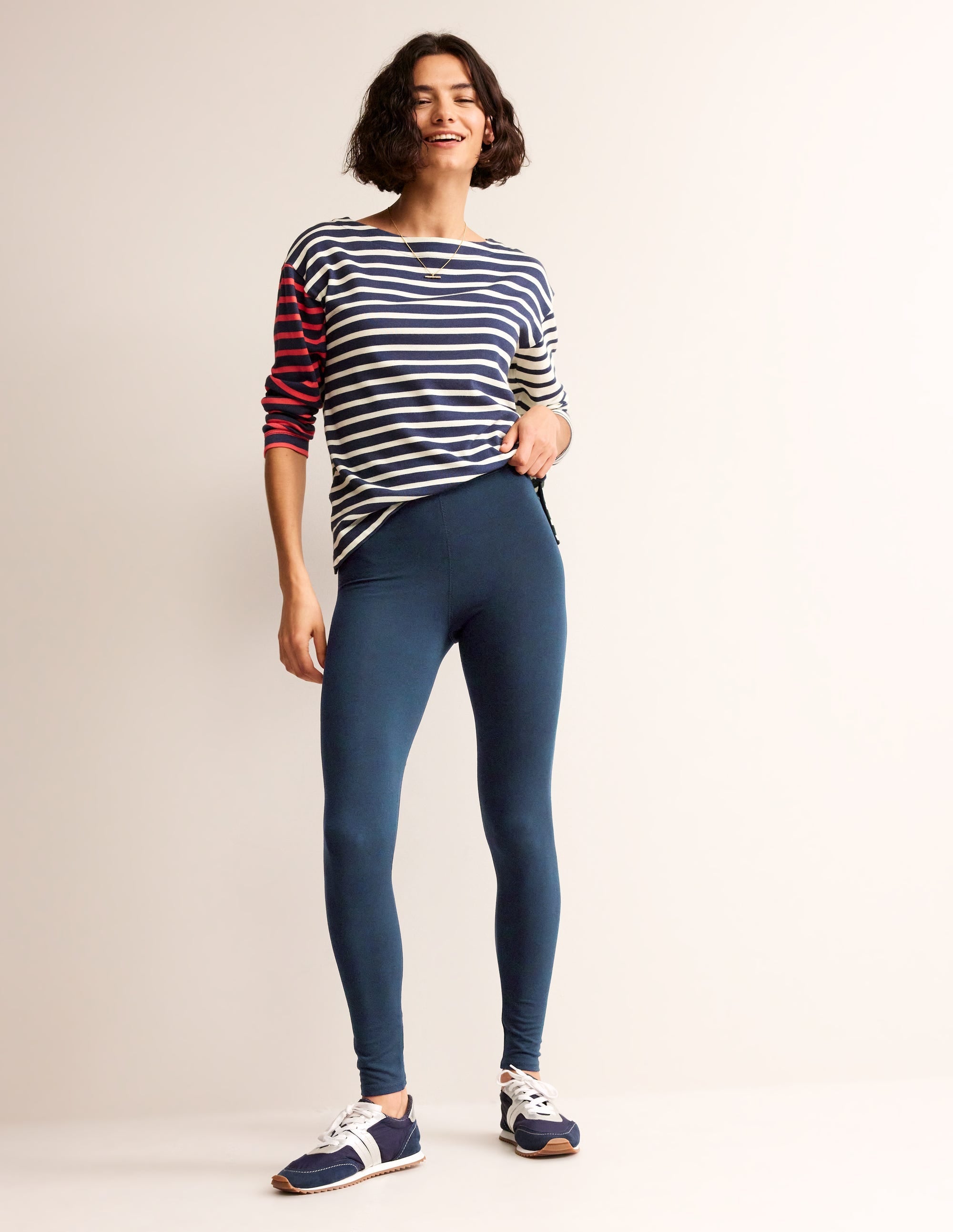 High Rise Jersey Leggings-Navy - Image 1