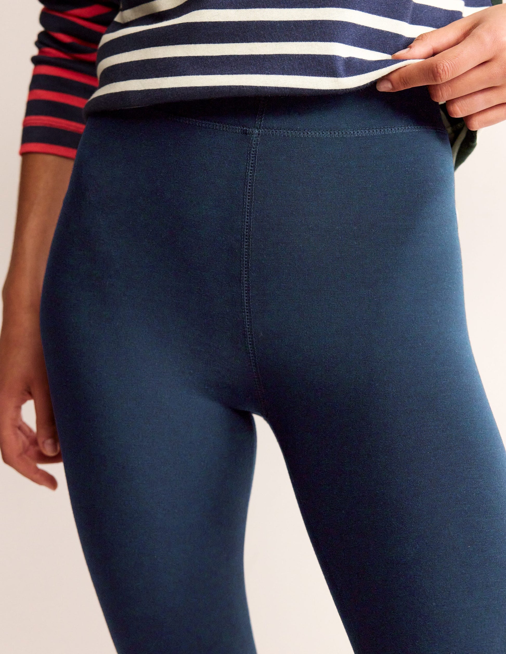 High Rise Jersey Leggings-Navy-2