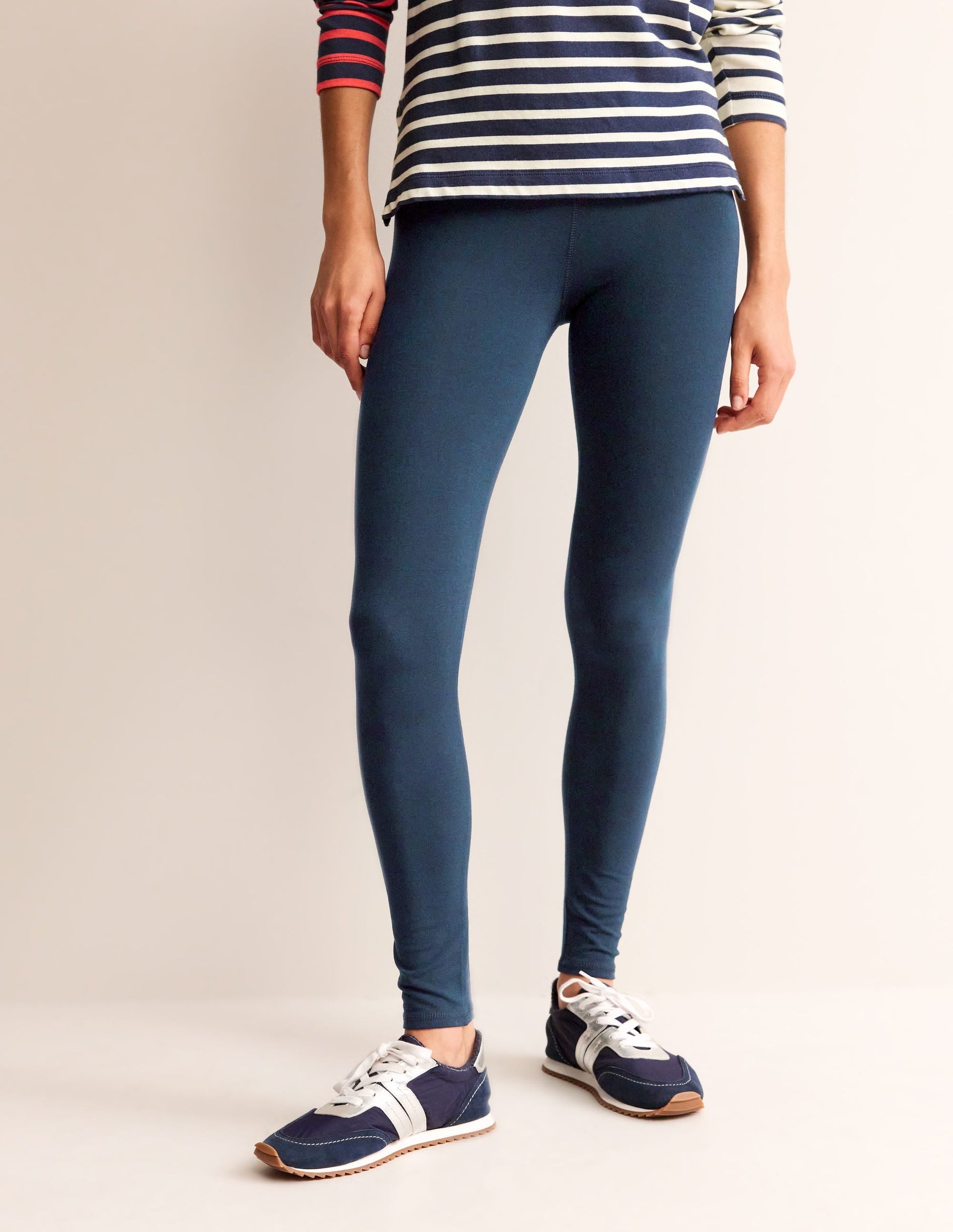 High Rise Jersey Leggings-Navy-4