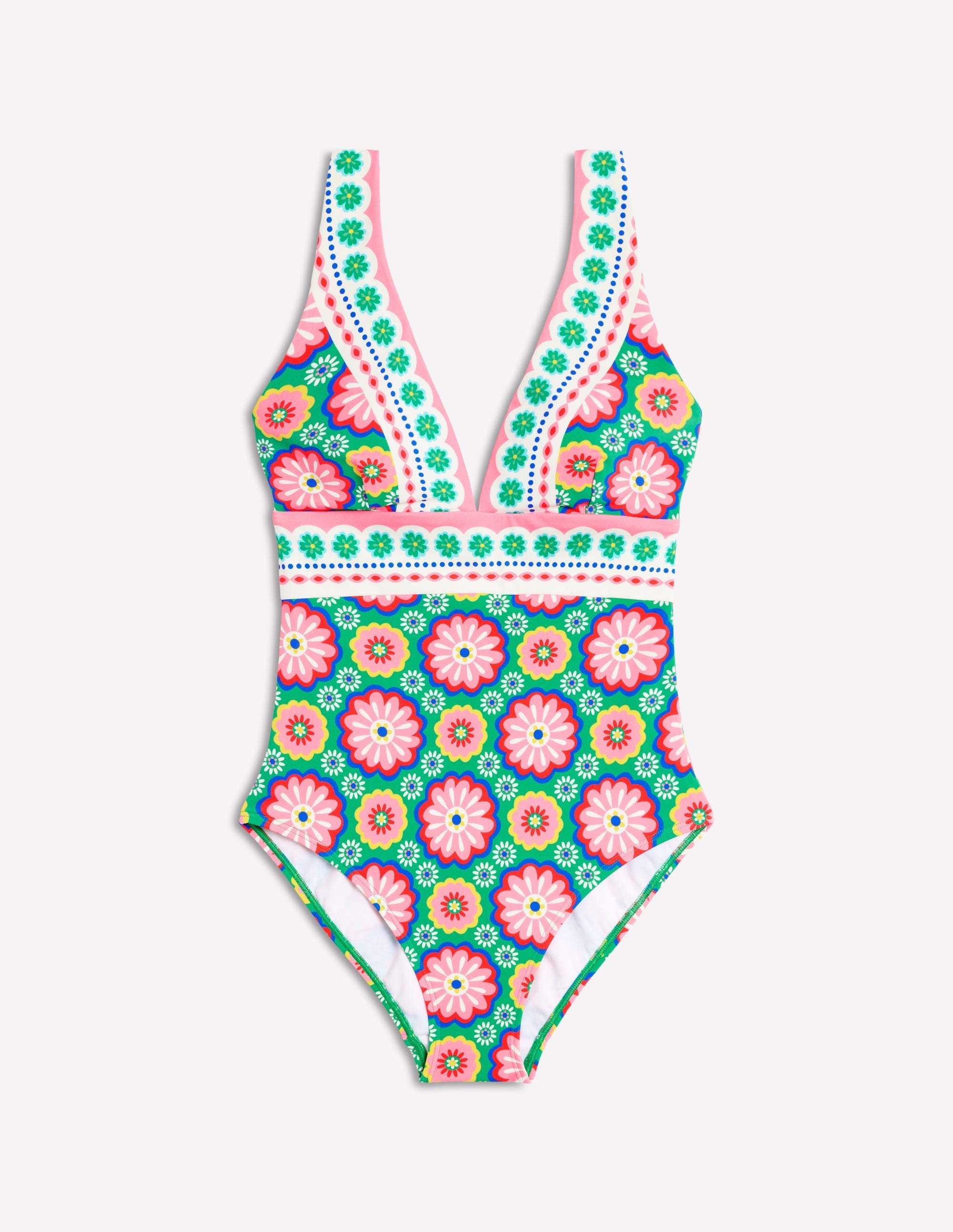 Porto V-Neck Swimsuit-Multi, Flower Tile - Image 6