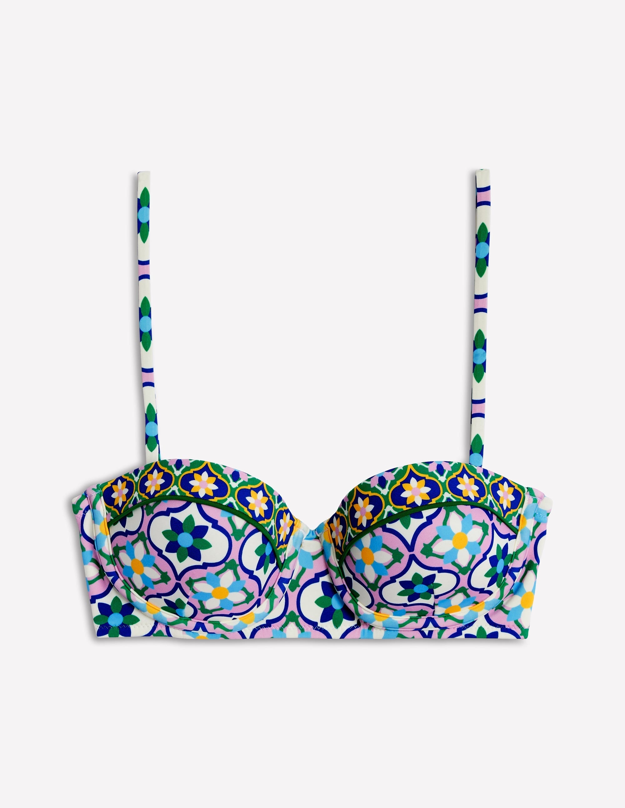 Rhodes Cup-Size Bikini Top-Multi, Floweret Tile - Image 5