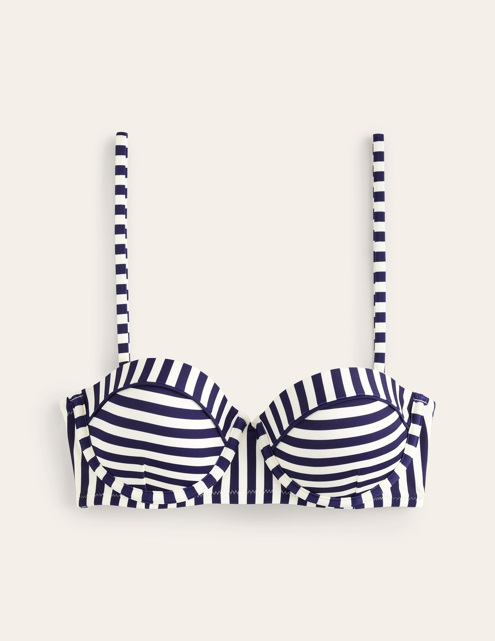 Rhodes Cup-Size Bikini Top-Navy, Ivory Stripe-7