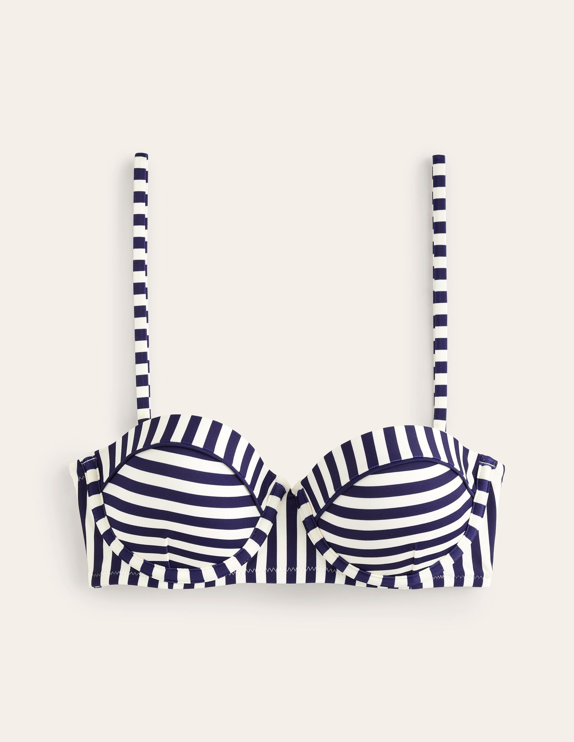 Rhodes Cup-Size Bikini Top-Navy, Ivory Stripe - Image 7