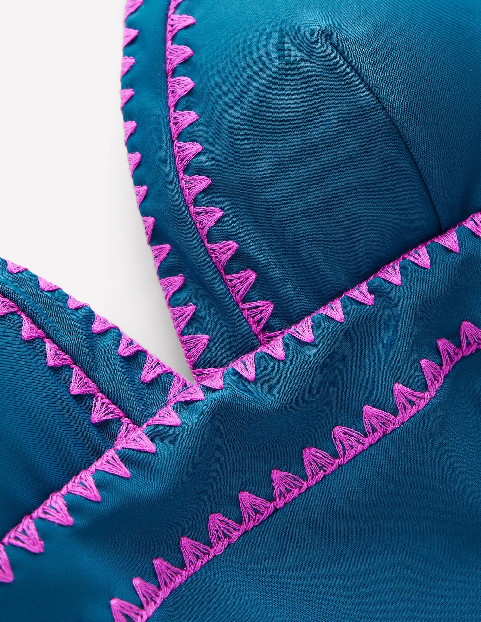 Kasos String V Neck Swimsuit-Oceanside, Very Fuchsia - Image 8