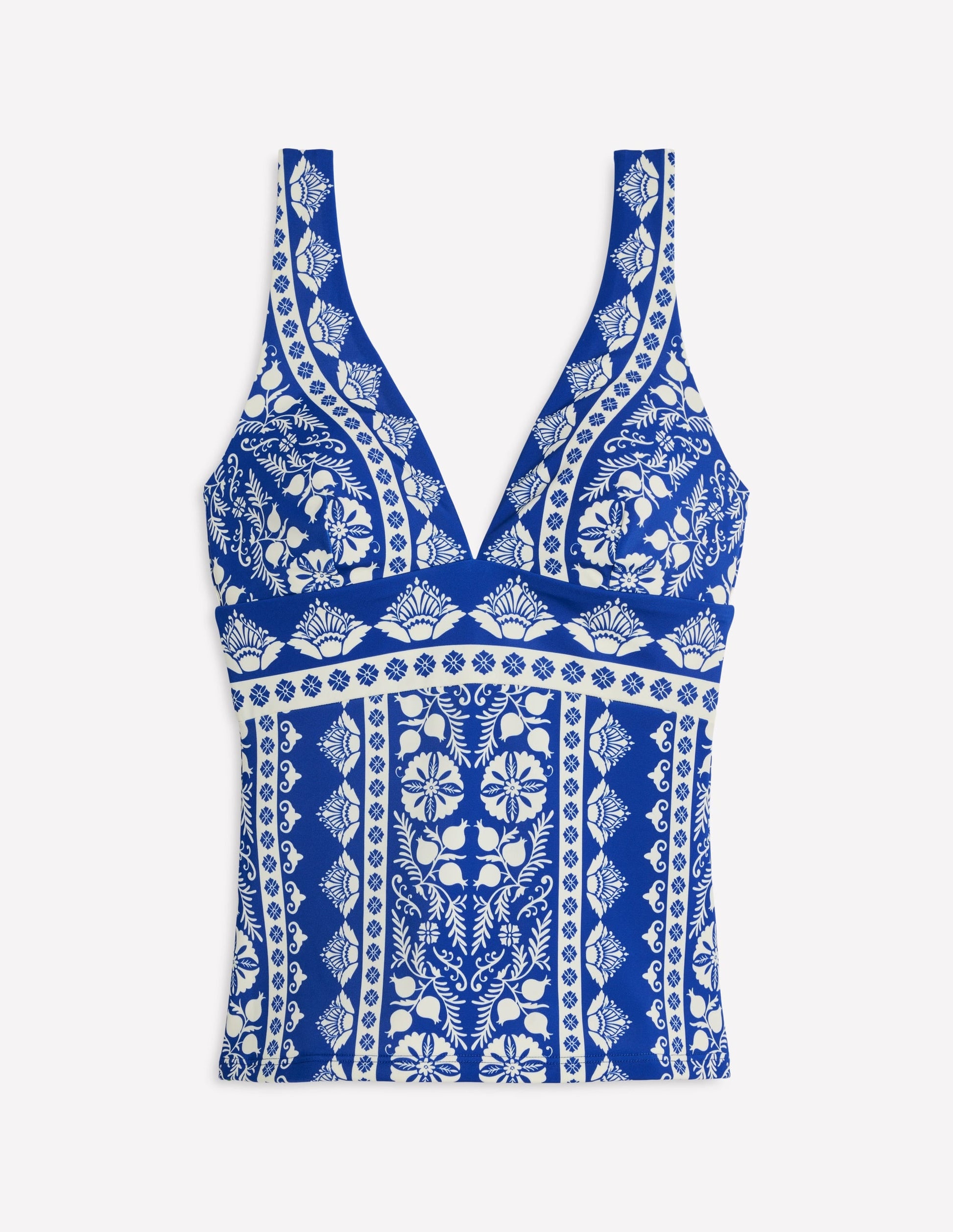 Porto Tankini Top-Bright Blue, Ornate Stripe-5
