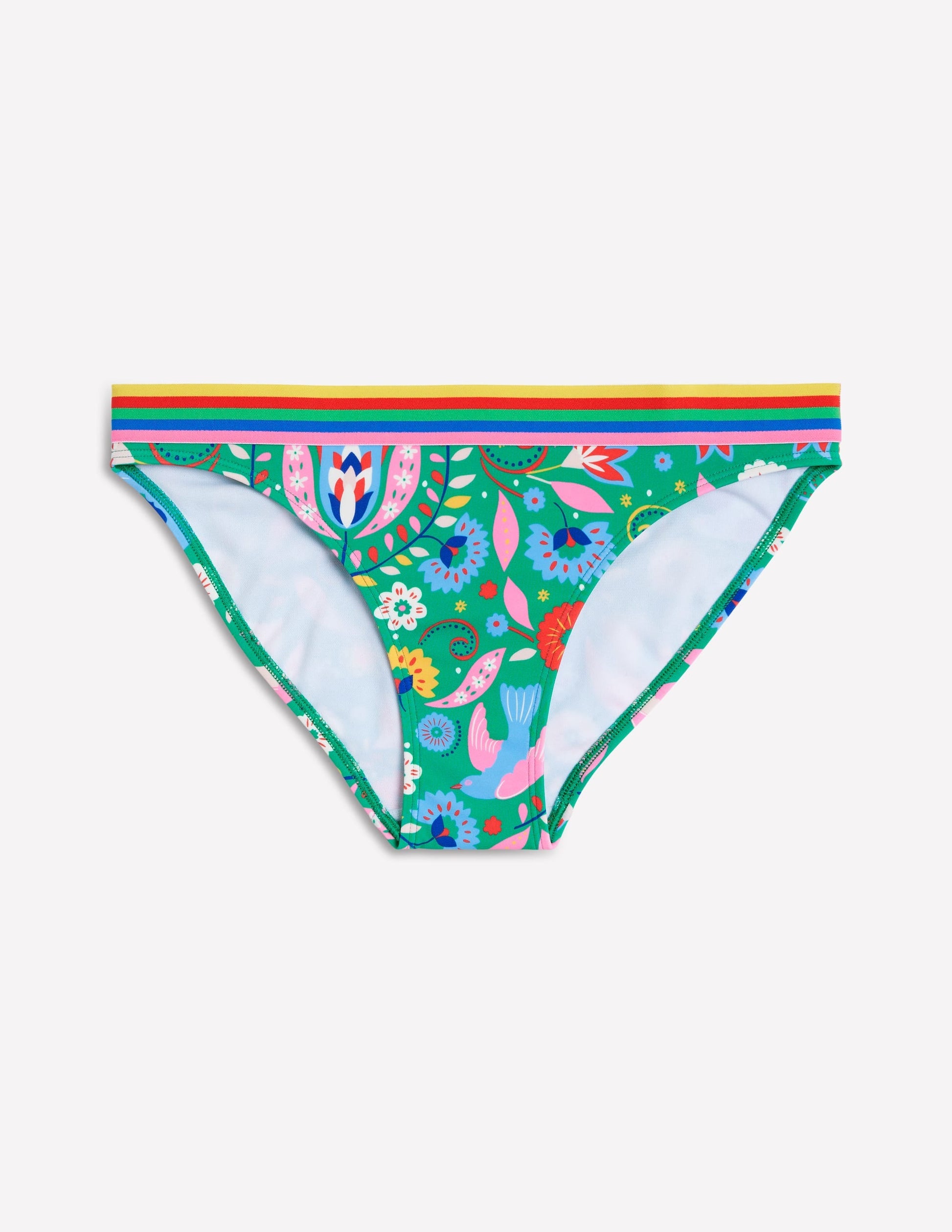 Stripe Trim Bikini Bottoms-Green, Decorative Garden-5