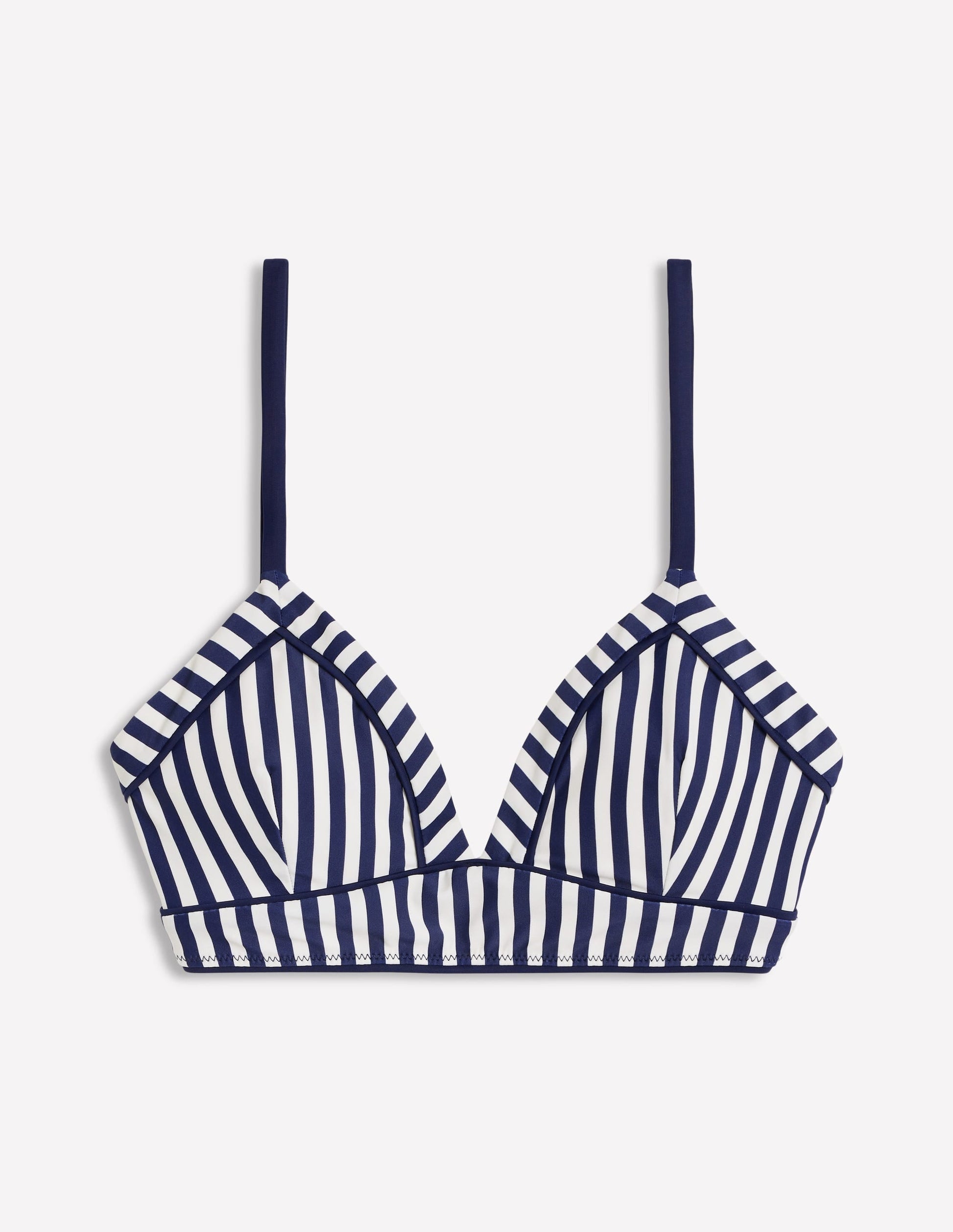 Kasos String V Neck Bikini Top-Navy, Ivory Stripe-6