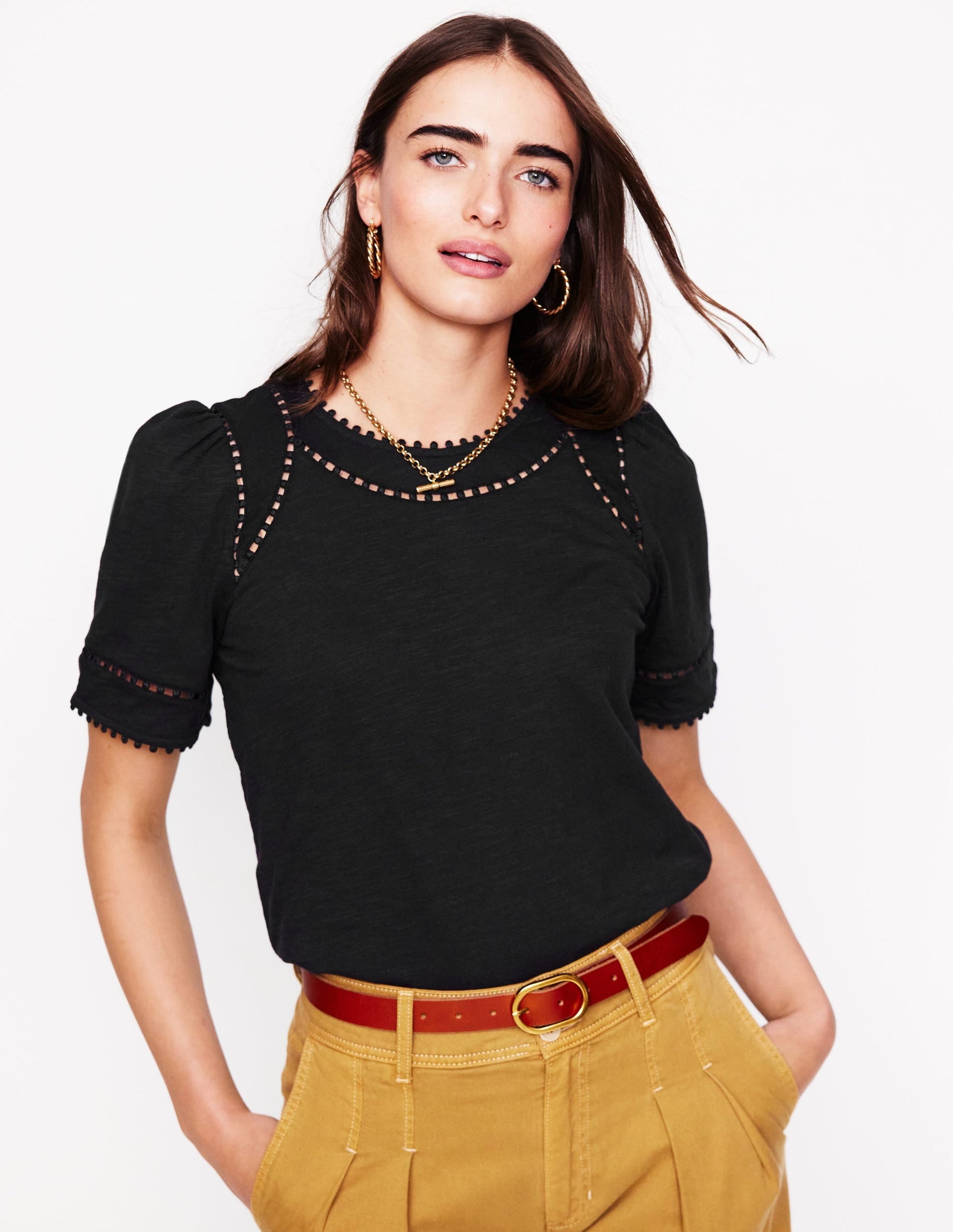 Mila Trim Detail Top-Black-5