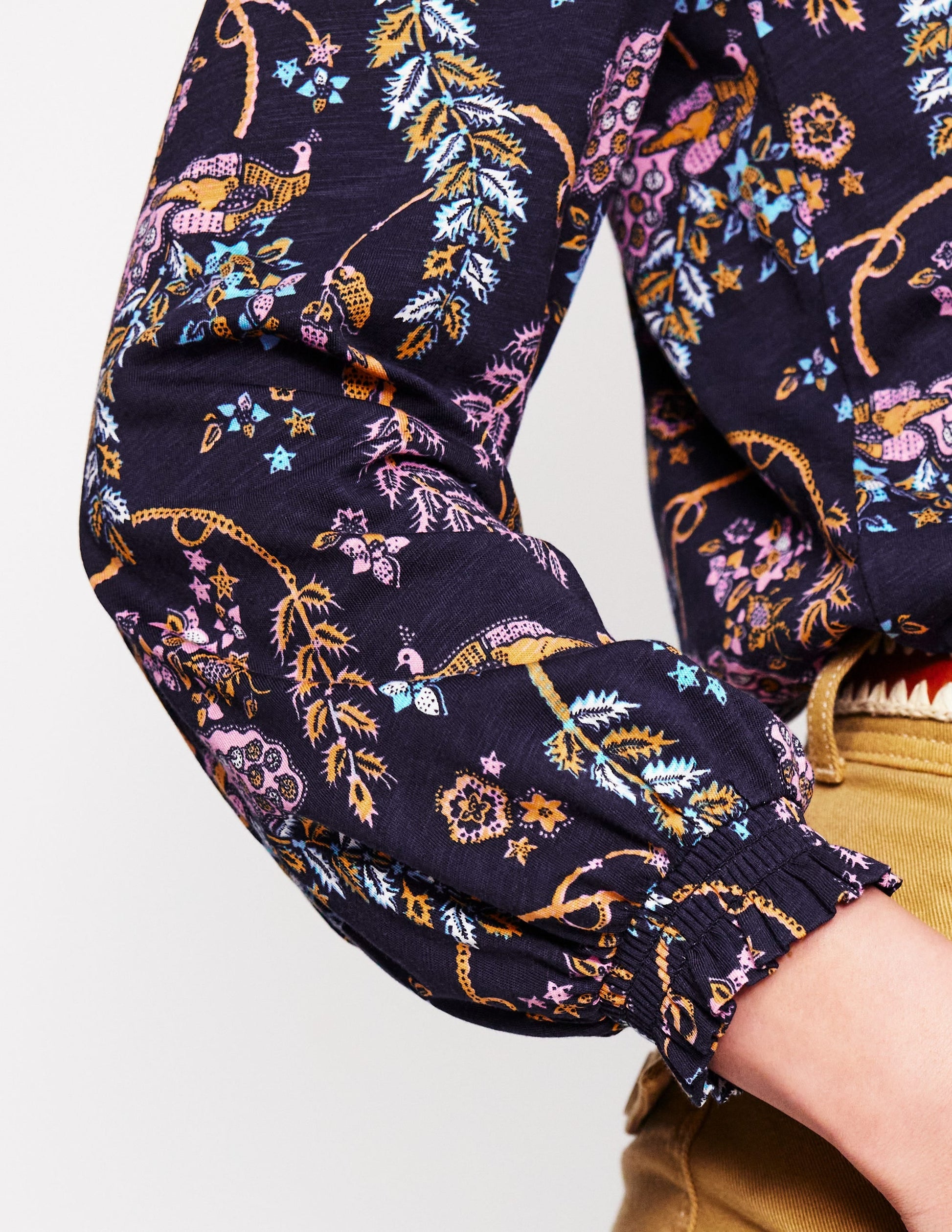 Fay Smocked Jersey Shirt-French Navy,Enchanting Peacock-3