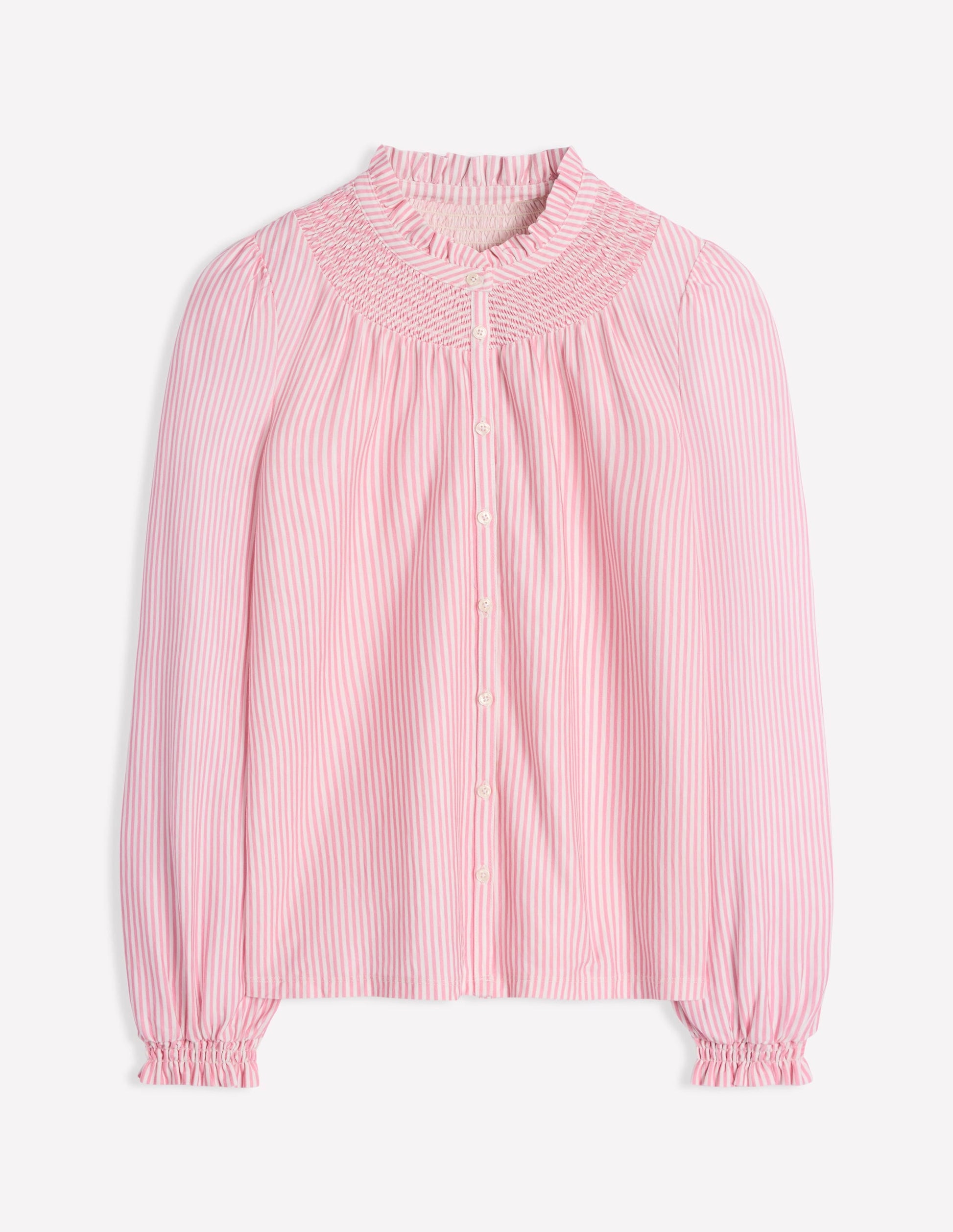 Fay Smocked Jersey Shirt-Formica Pink, Ivory-6
