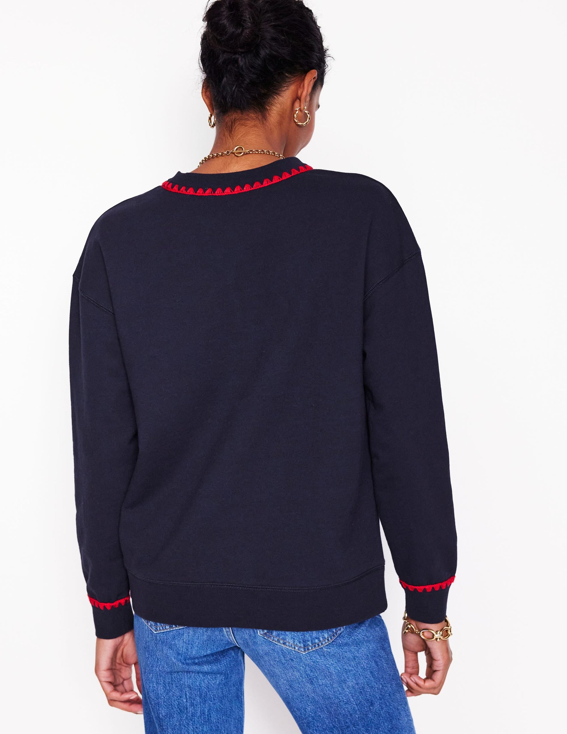 Emi Embroidered Sweatshirt-Navy, Cherries-3