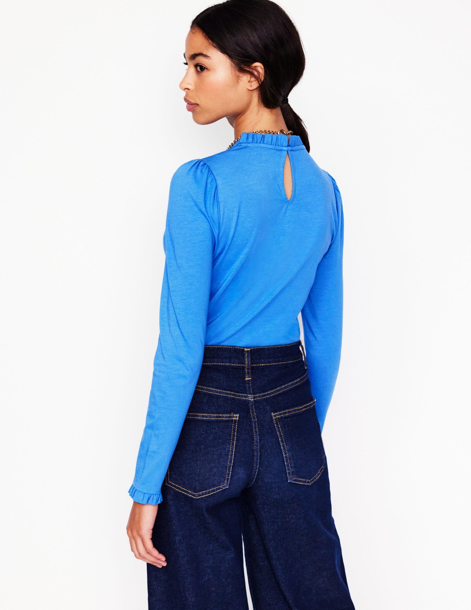 Supersoft Frill Detail Top-PALACE BLUE (18-4043 TCX)-3