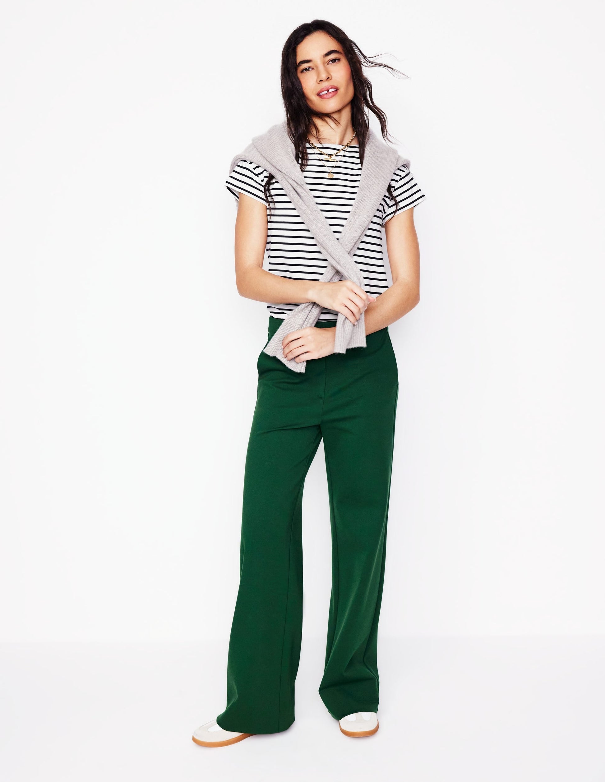 Supersoft Boat Neck T-Shirt-Ivory, Navy Stripe-4