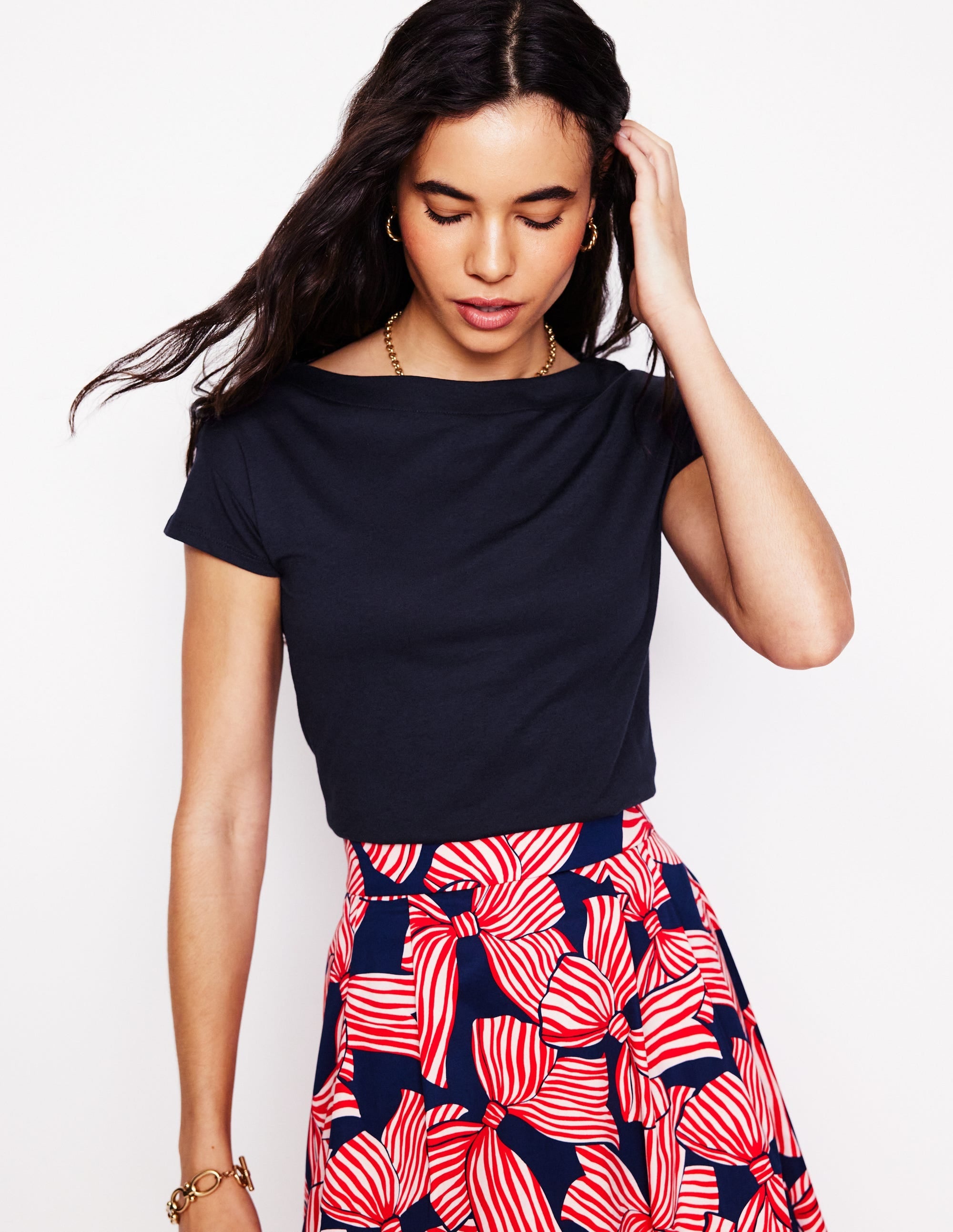 Supersoft Boat Neck T-Shirt-Navy - Image 1