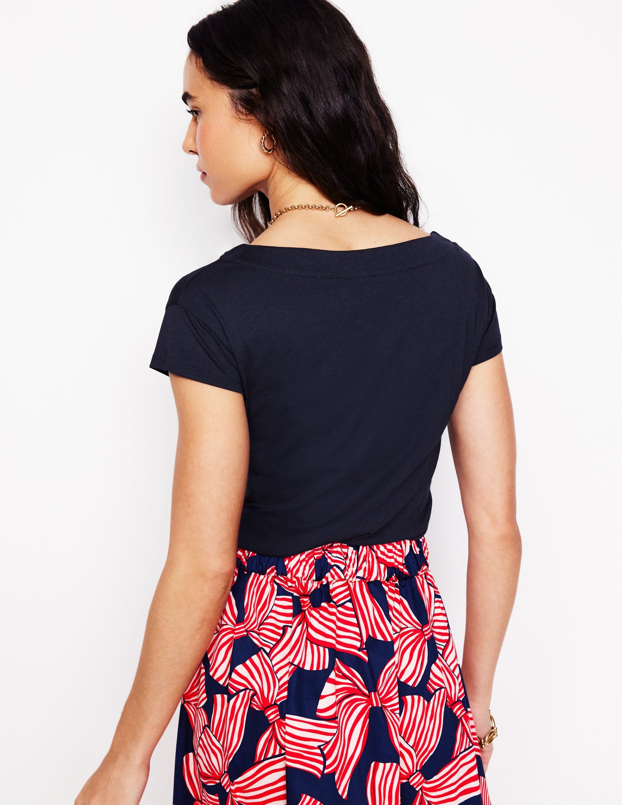 Supersoft Boat Neck T-Shirt-Navy - Image 3