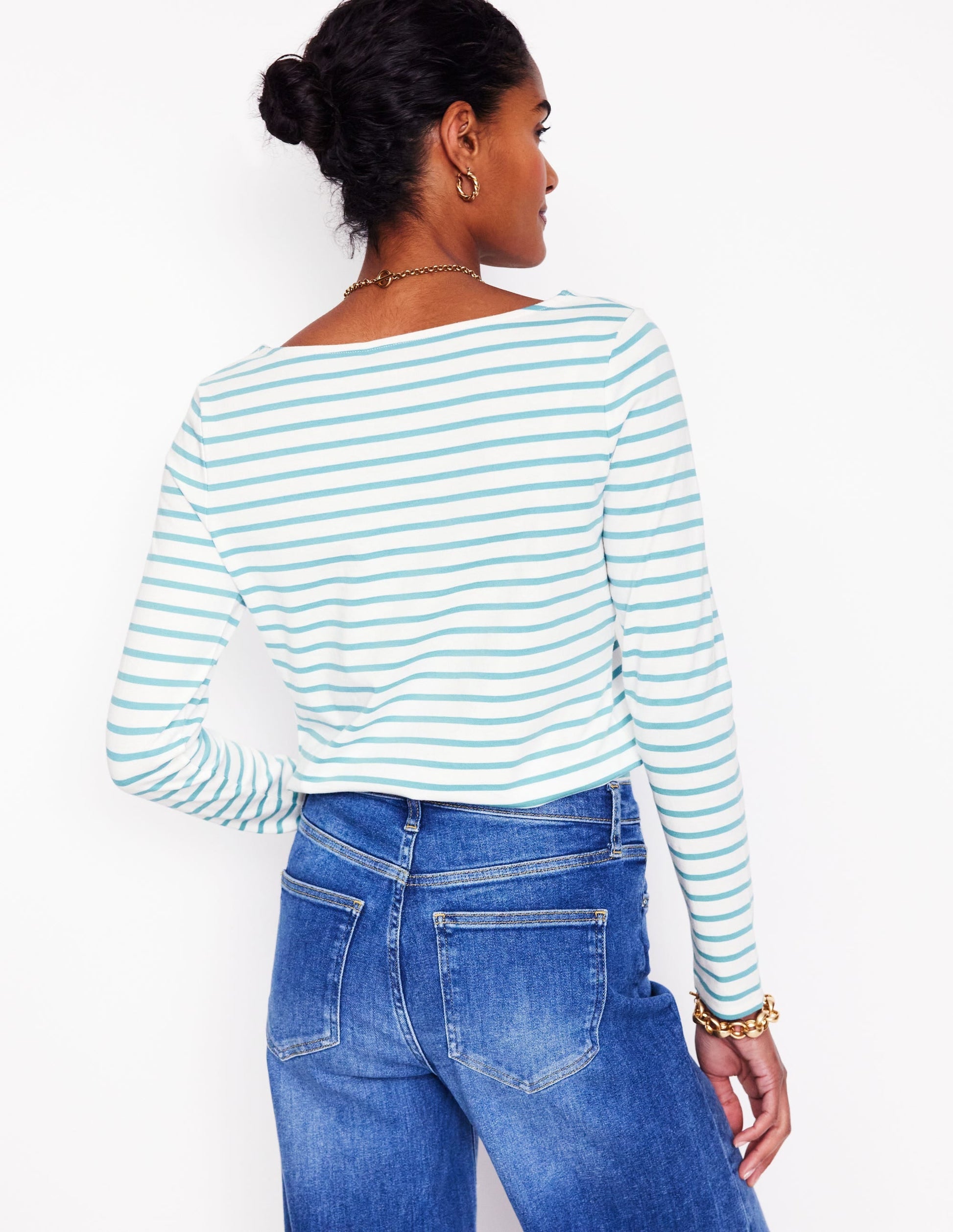 Ella Long Sleeve Breton-Ivory, Duck Egg Blue-3