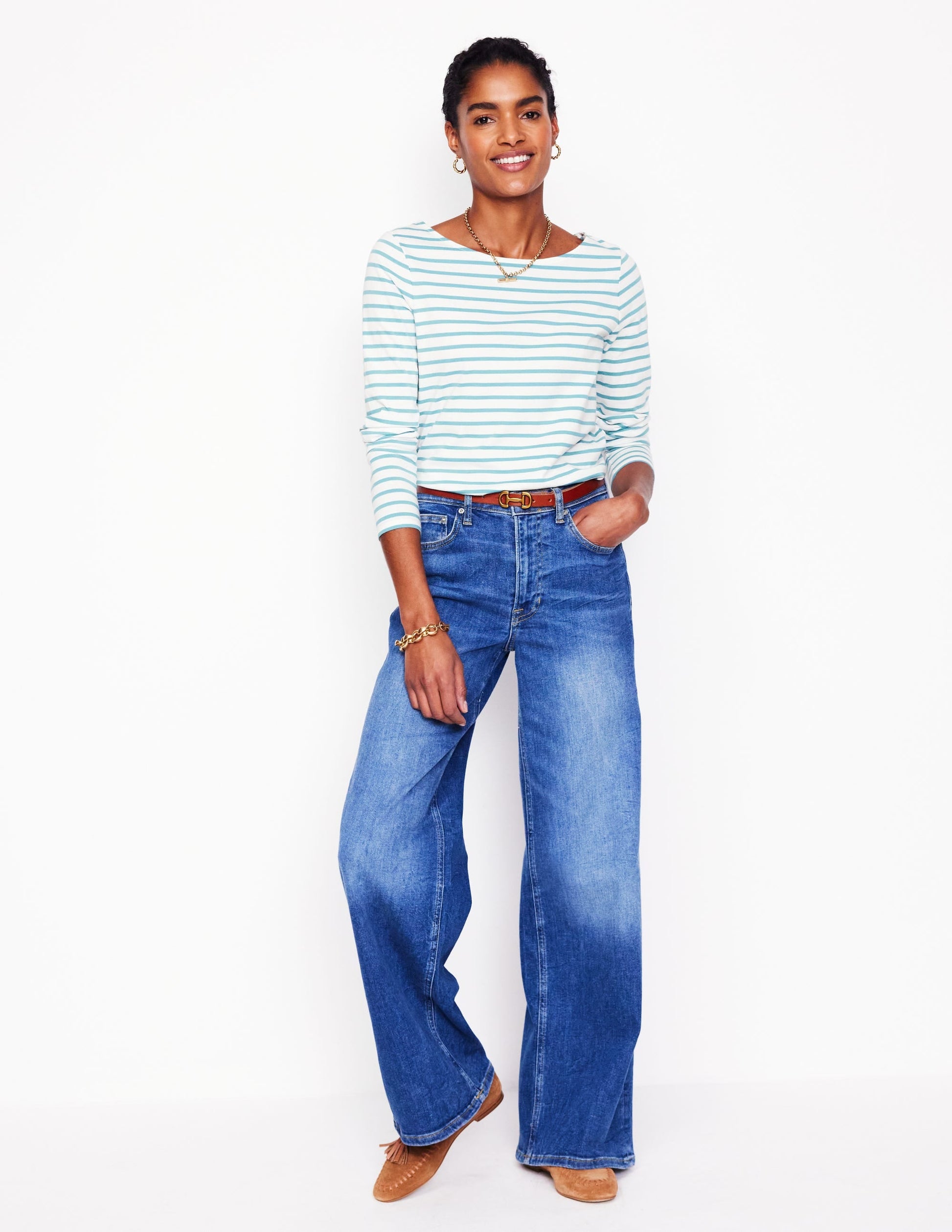 Ella Long Sleeve Breton-Ivory, Duck Egg Blue-4