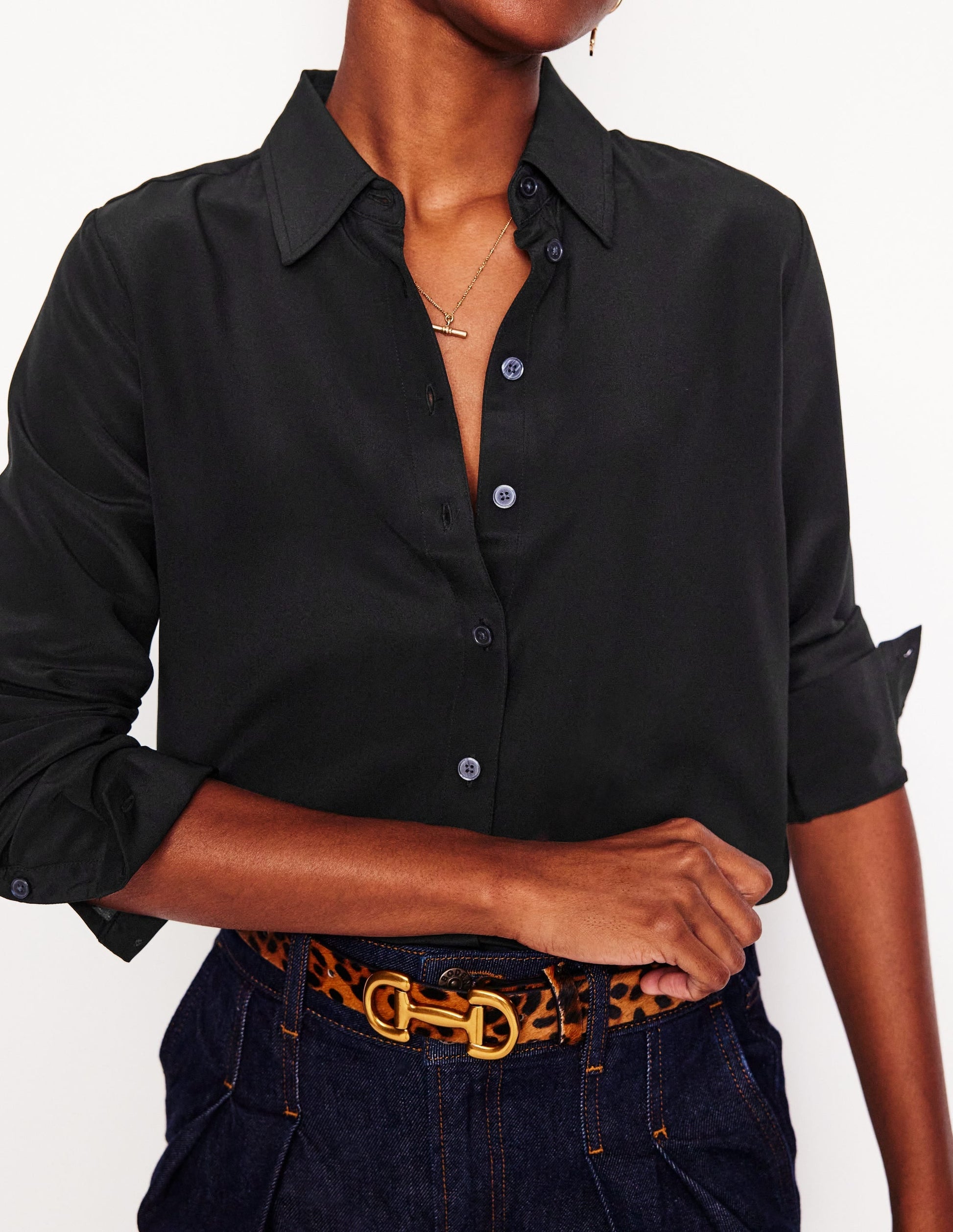 Sienna Silk Shirt-Black-2