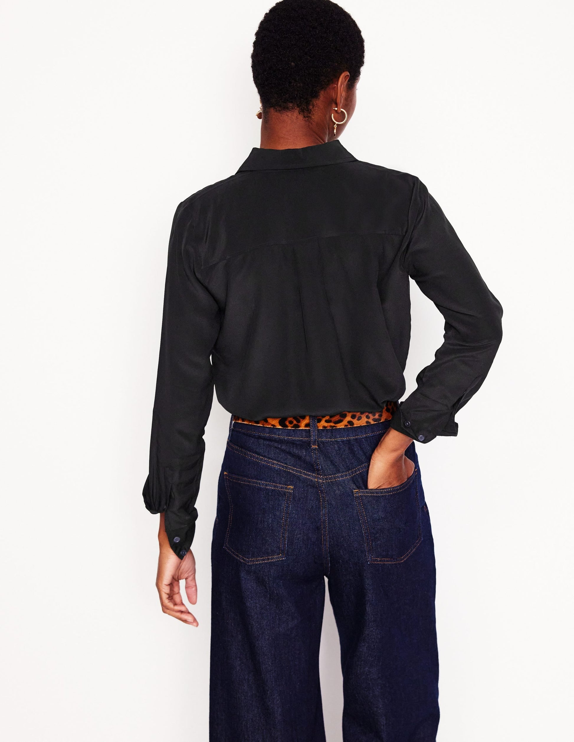Sienna Silk Shirt-Black-3