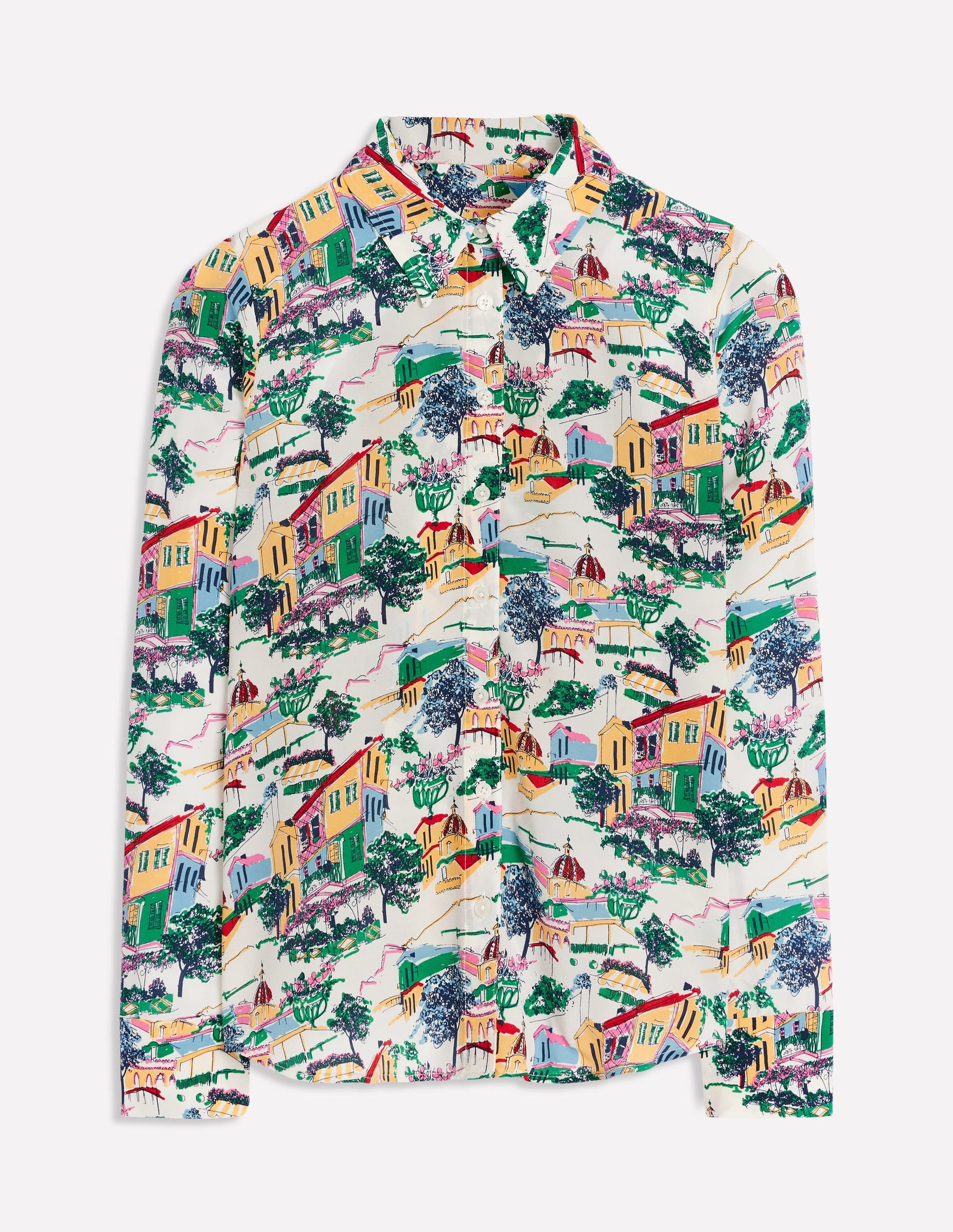 Sienna Silk Shirt-Multi, Painted Village-6