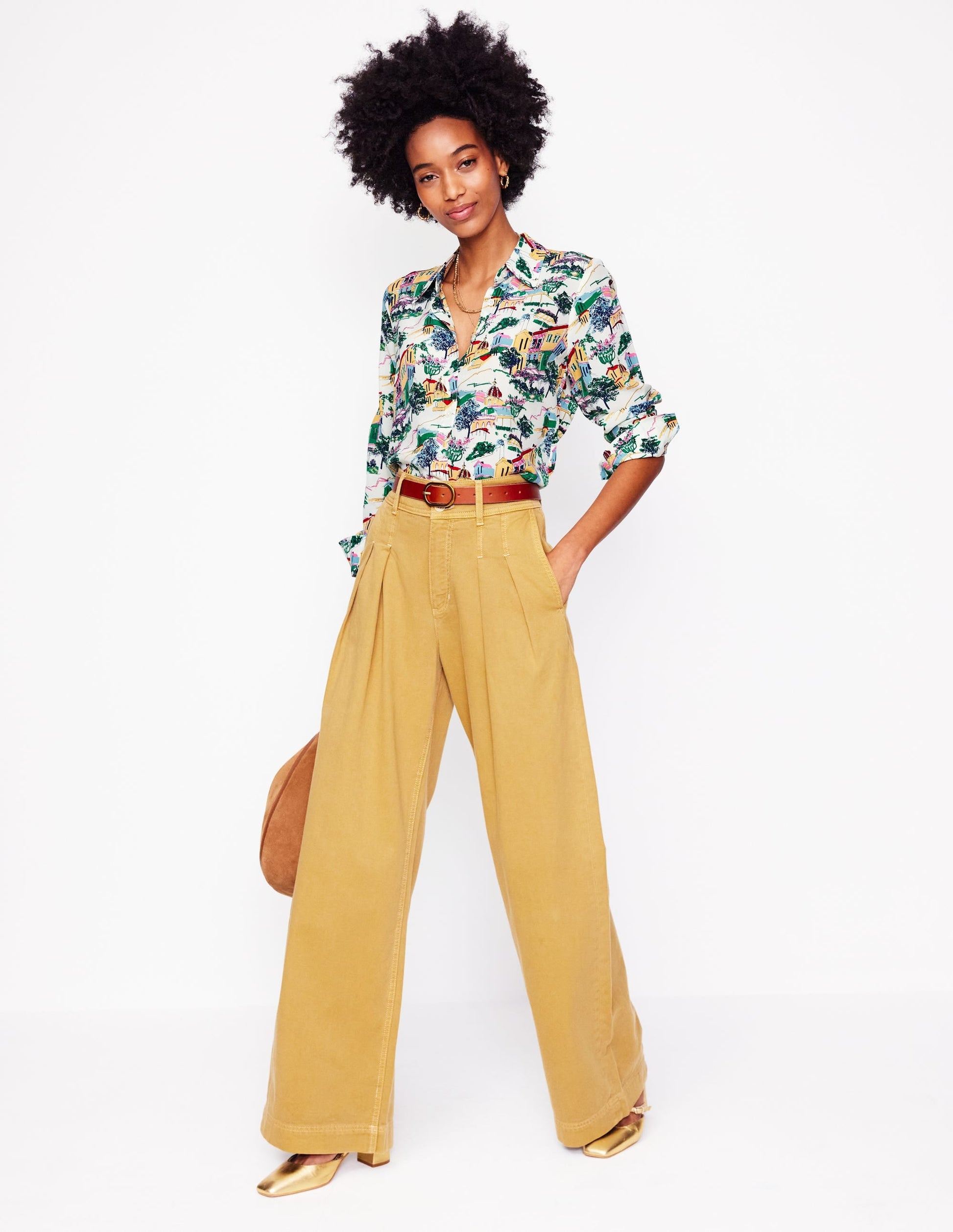 Sienna Silk Shirt-Multi, Painted Village-1