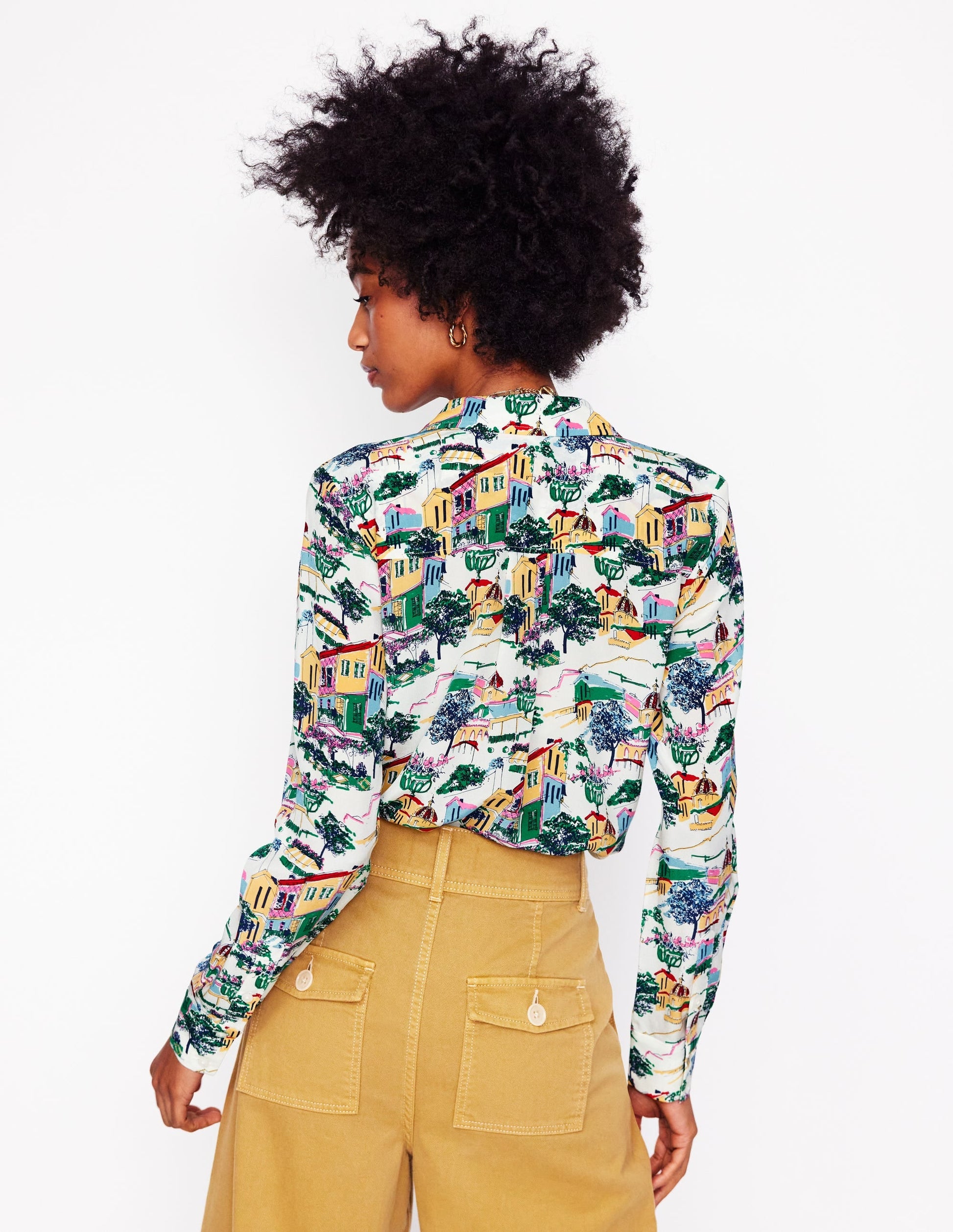 Sienna Silk Shirt-Multi, Painted Village-3