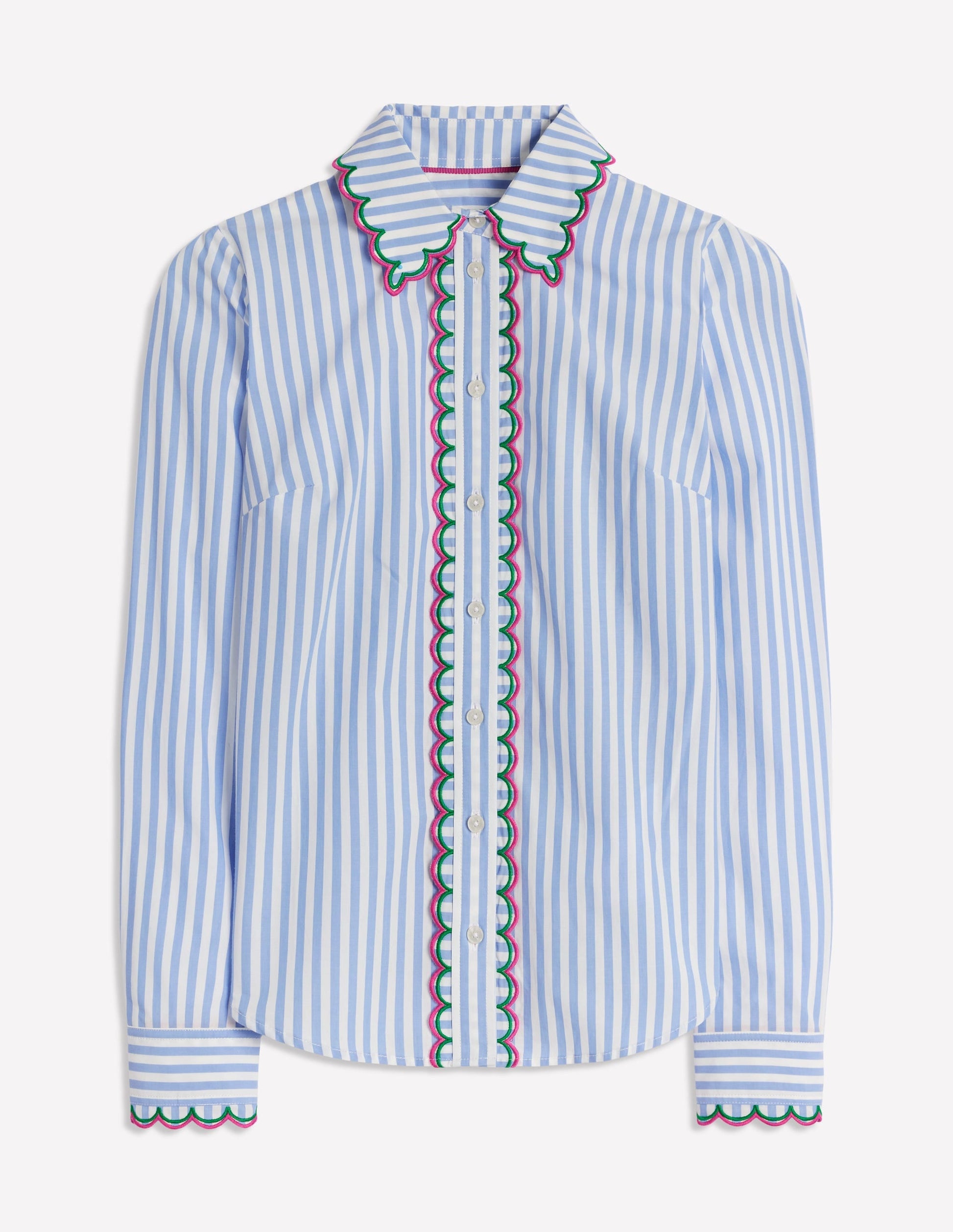 Sienna Embroidered Shirt-Multi, Blue and Ivory Stripe-6