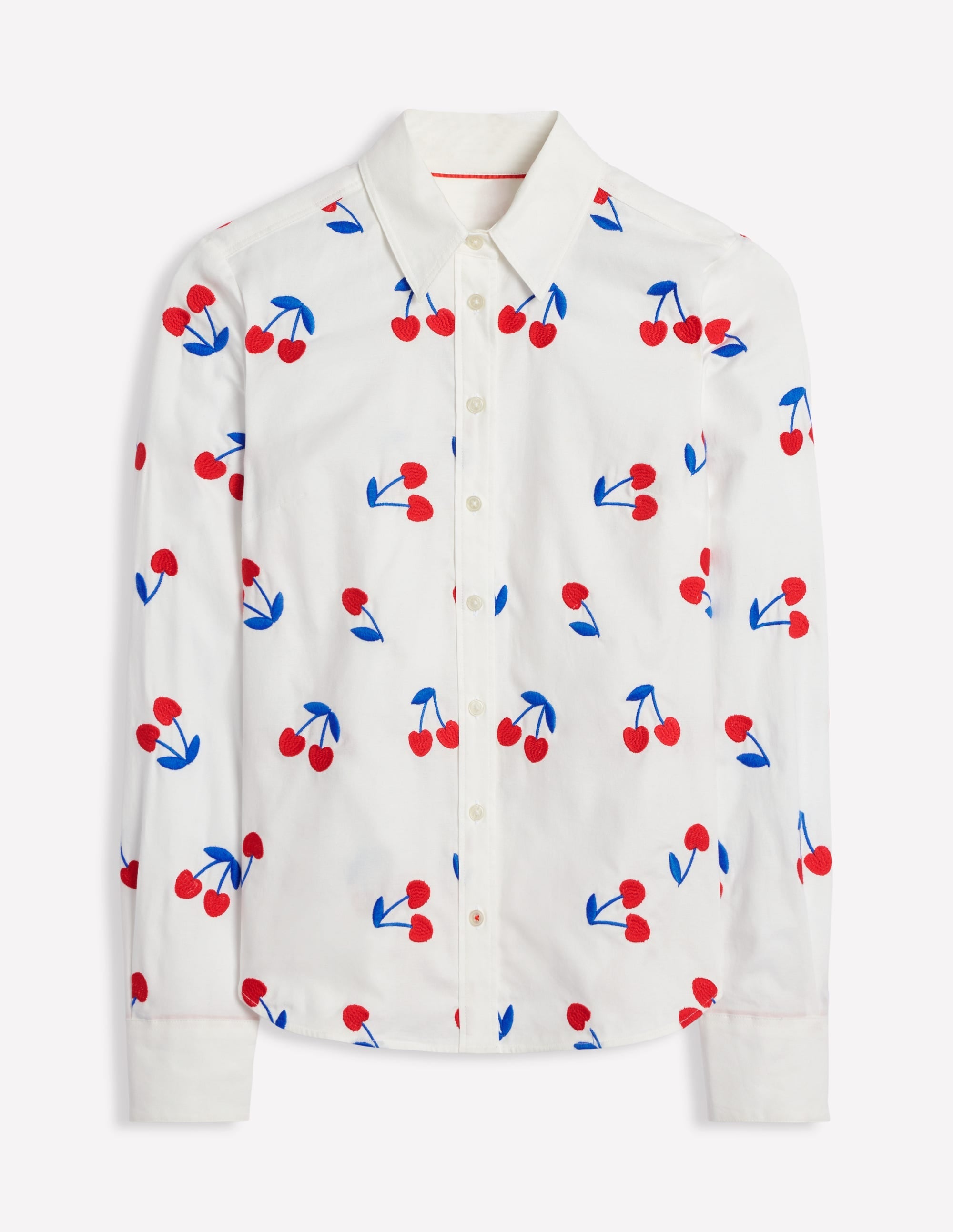 Sienna Embroidered Shirt-White, Cherries - Image 6